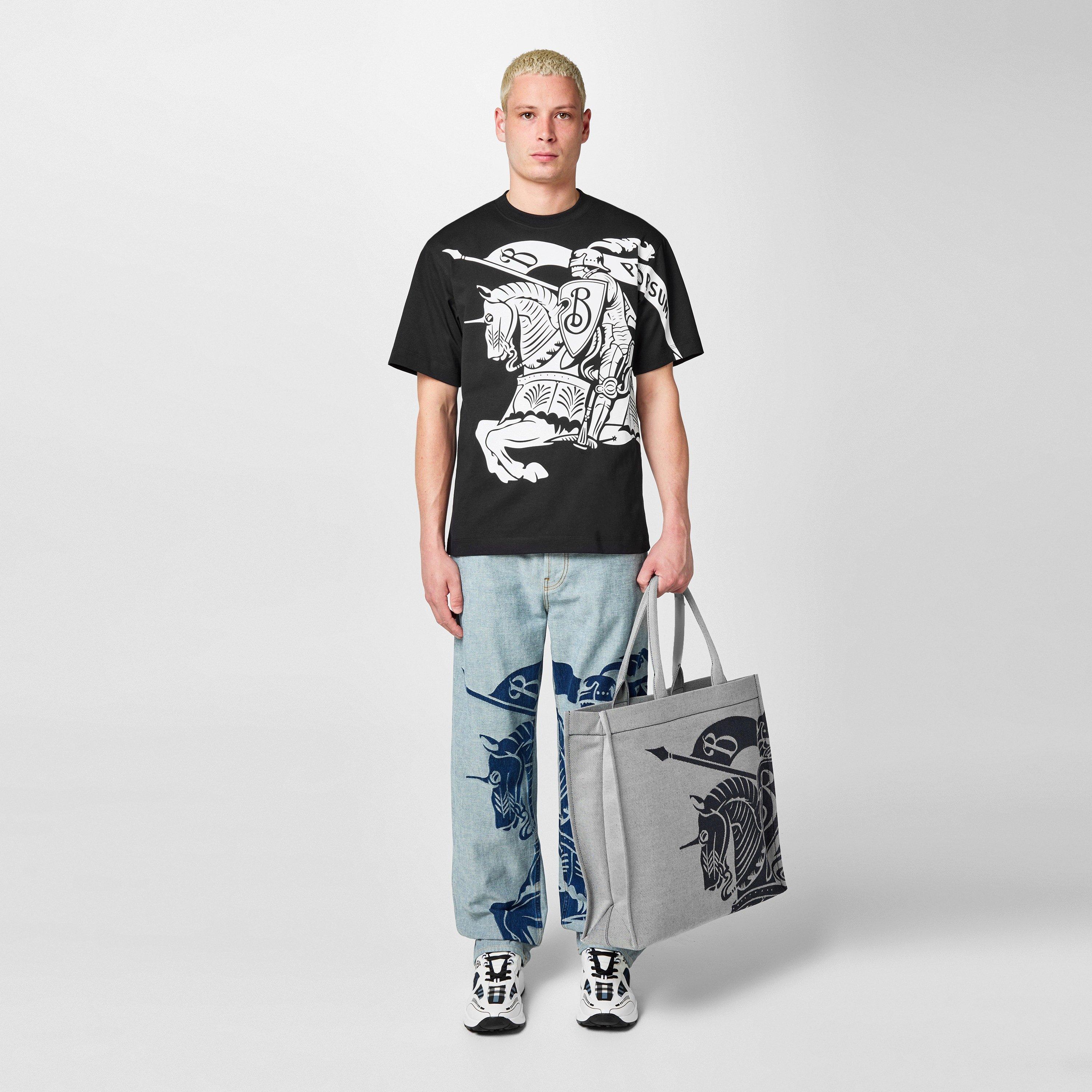 【関税&送料込】Burberry Biscuit Cotton T-Shirt Burberry Cotton T-shirt | Blue | FARFETCH