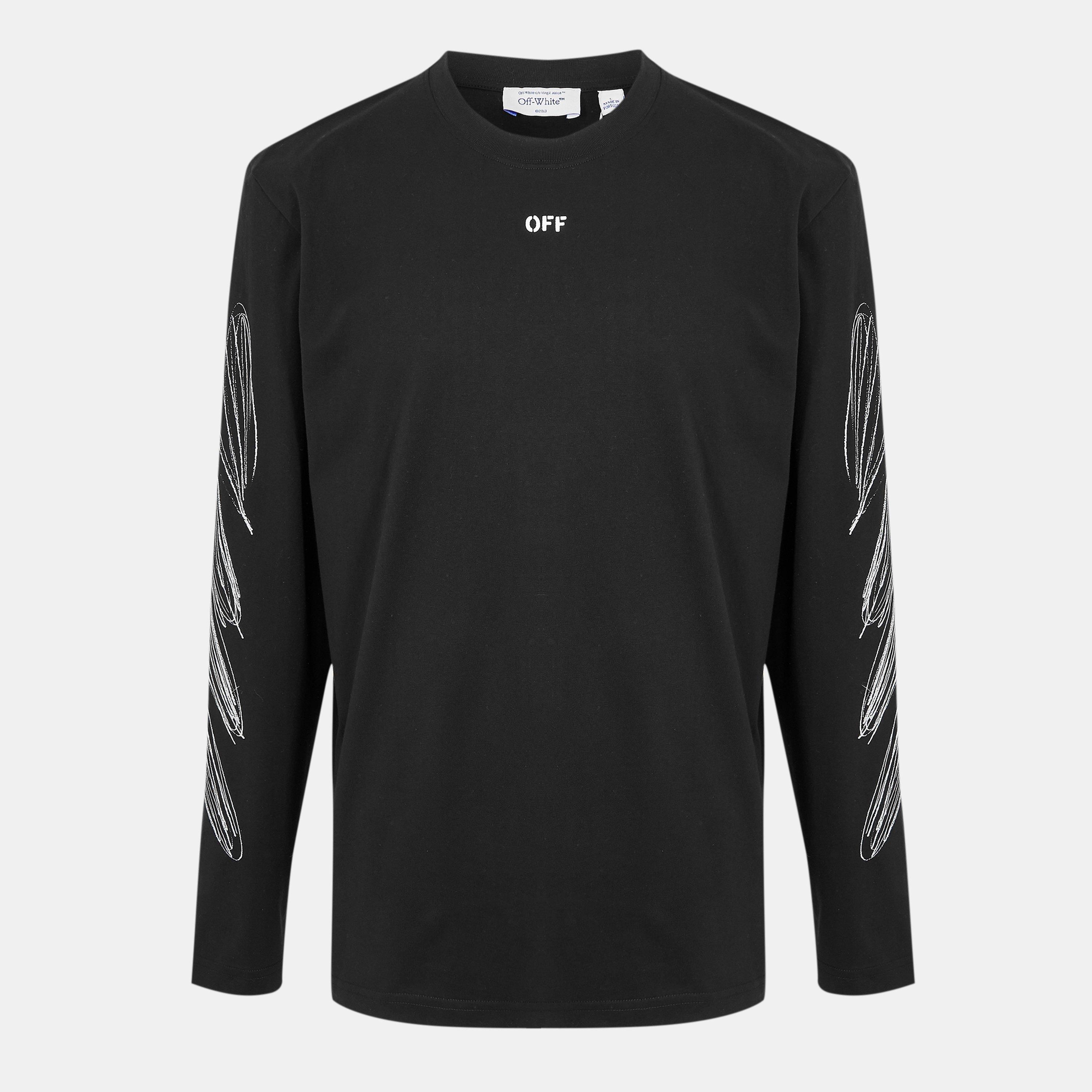 Black-White - Off White - Men's Diags Skate Long Sleeve T-Shirt - 1