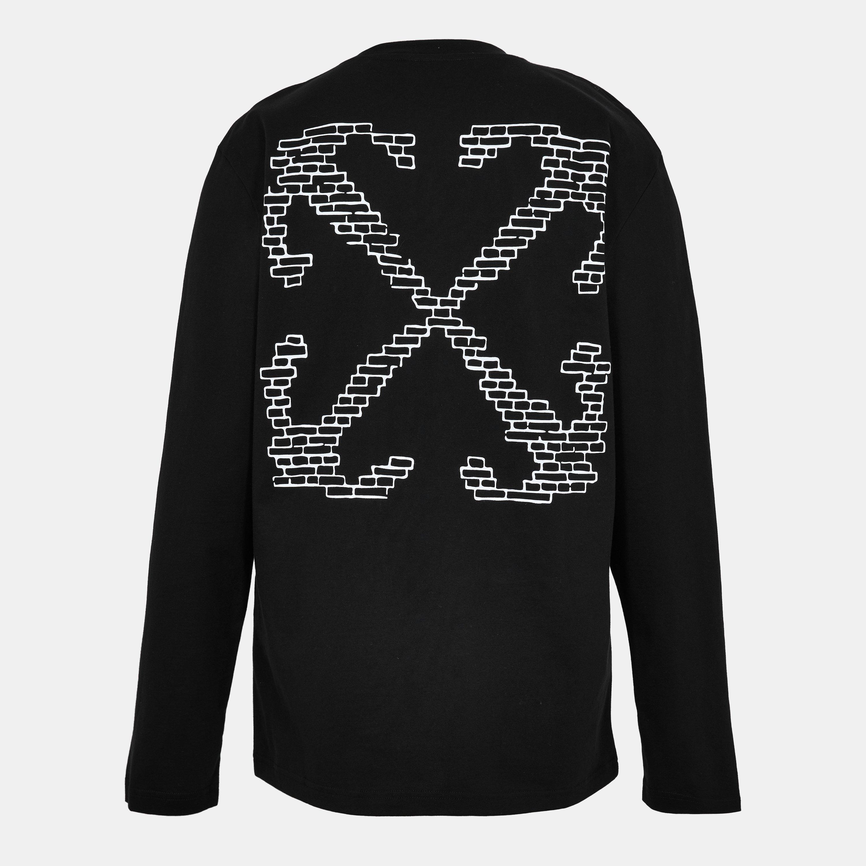 Black-White - Off White - Men's Brick Skate T Long Sleeve T-Shirt - 2