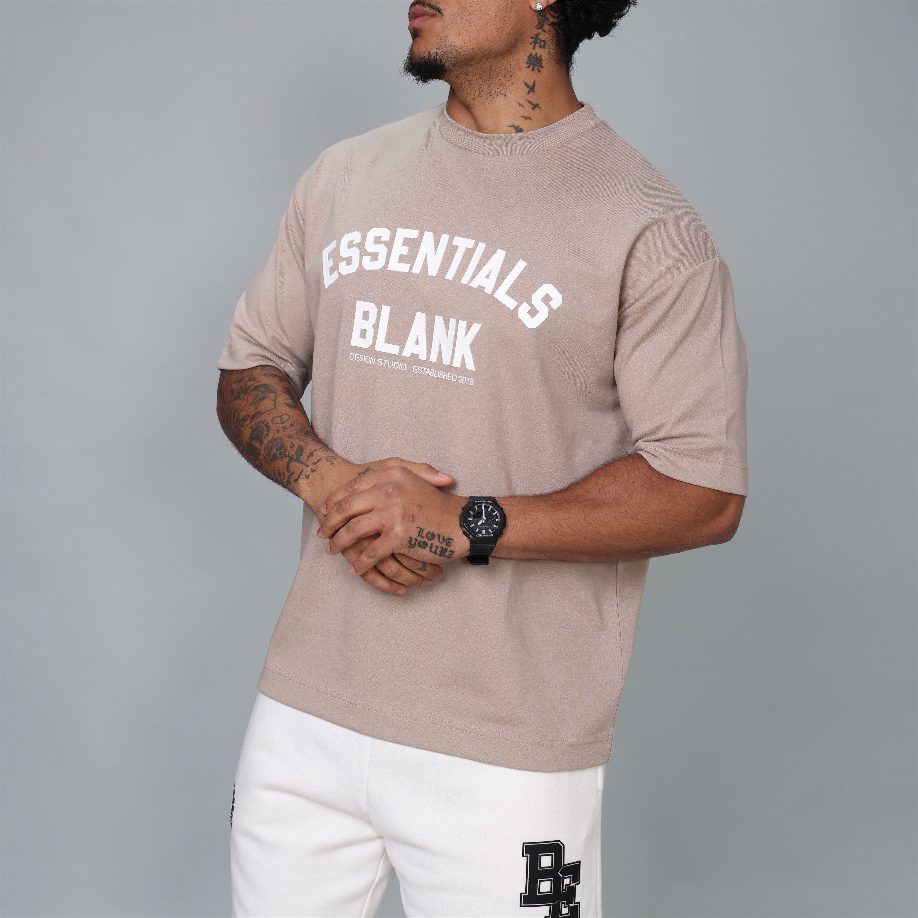 Taupe - Blank Essentials - Men's College Arch Oversized T-Shirt - 3