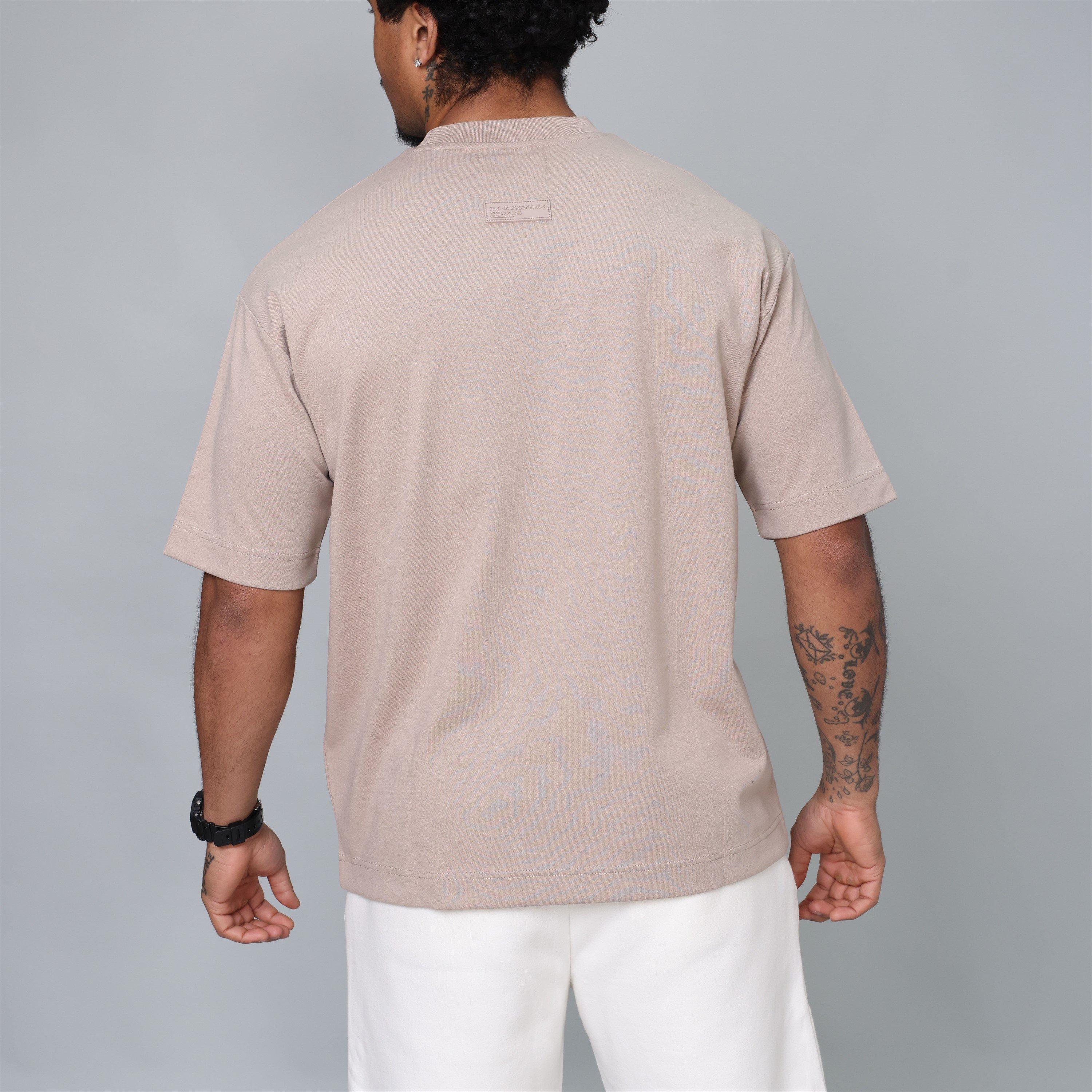 Taupe - Blank Essentials - Men's College Arch Oversized T-Shirt - 4
