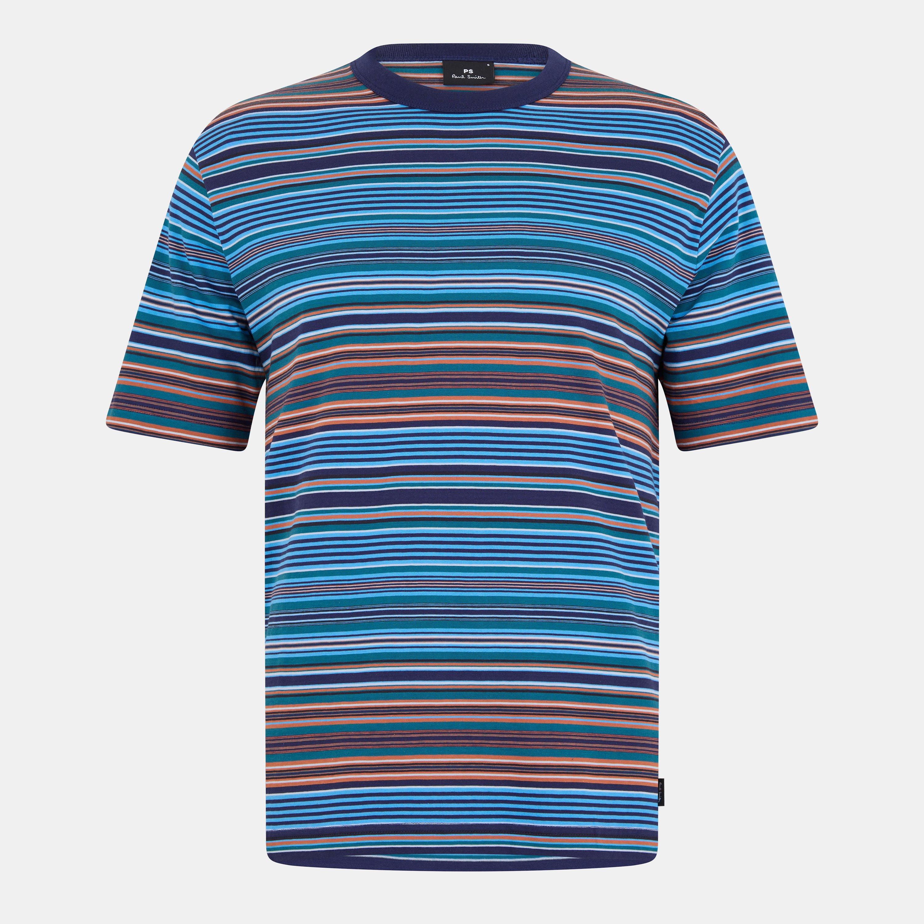 Ps Paul Smith Men's Stripe T-Shirt - Blue 45 - S