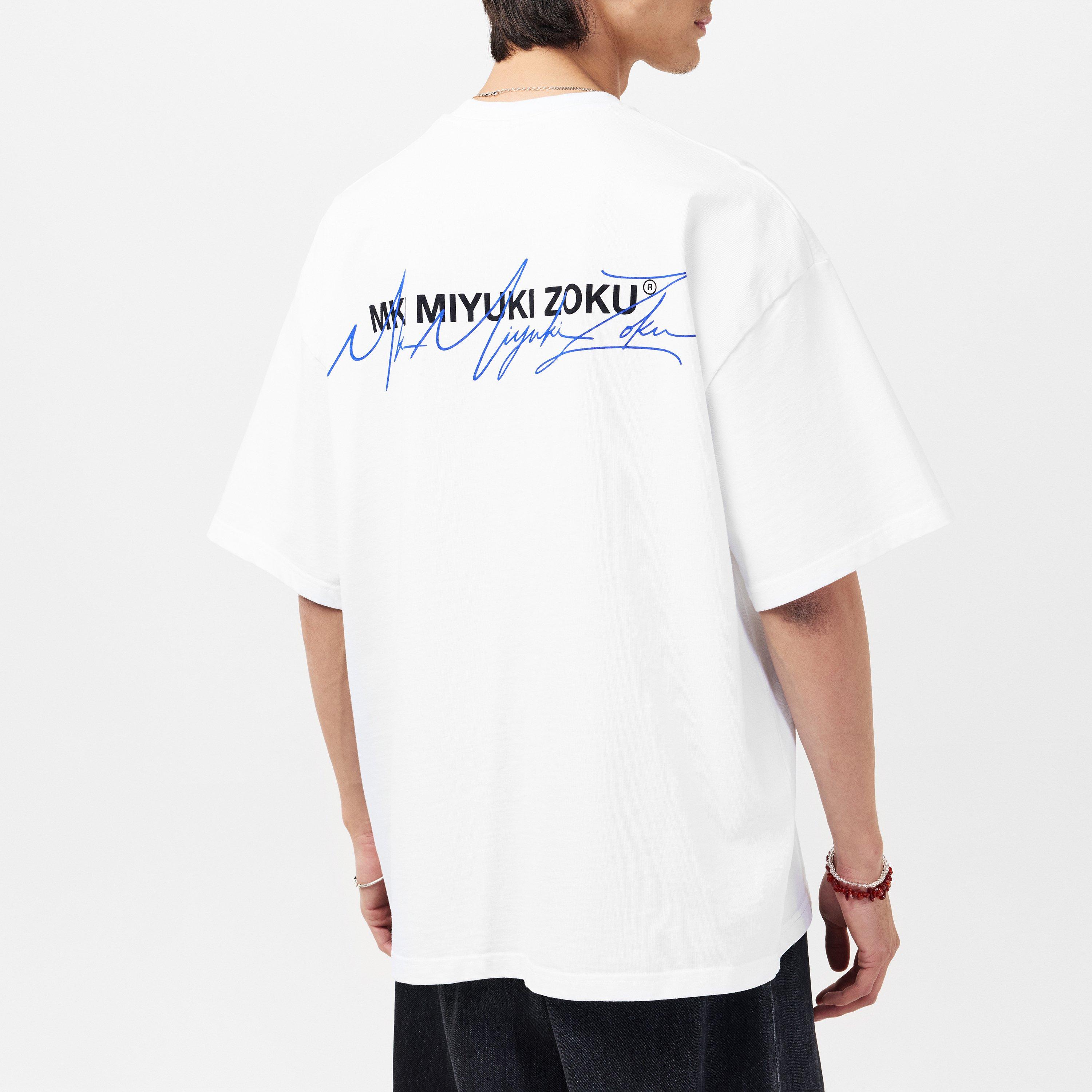 White/Blue - MKI MIYUKI ZOKU - Script T-Shirt - 4
