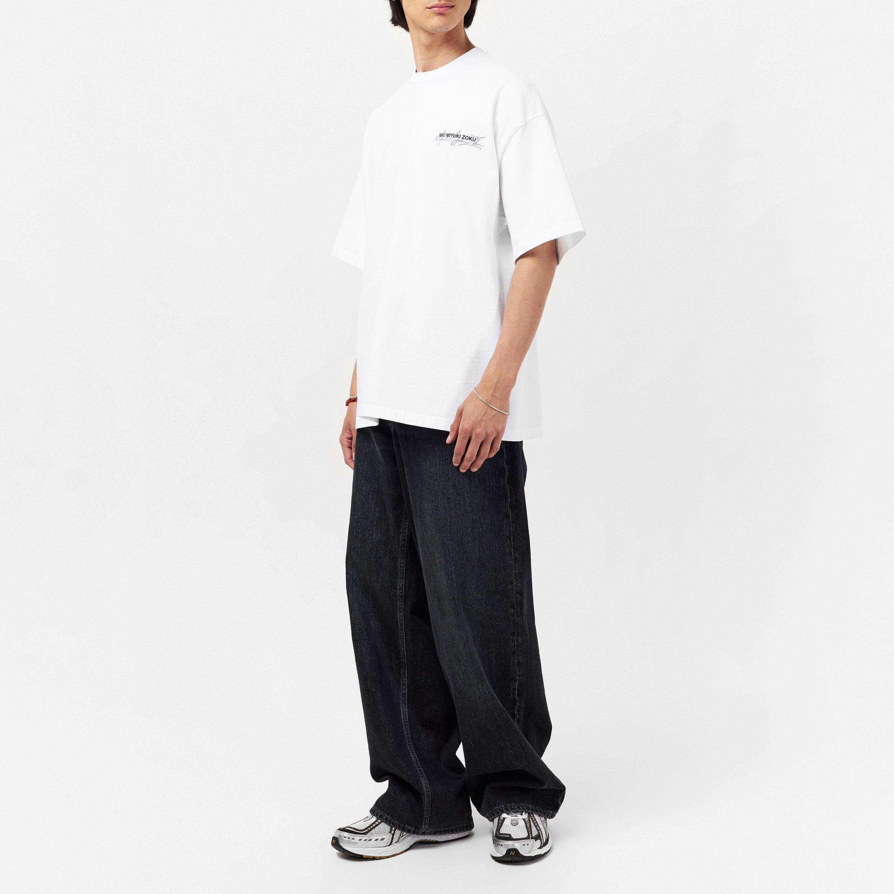 White/Blue - MKI MIYUKI ZOKU - Script T-Shirt - 6