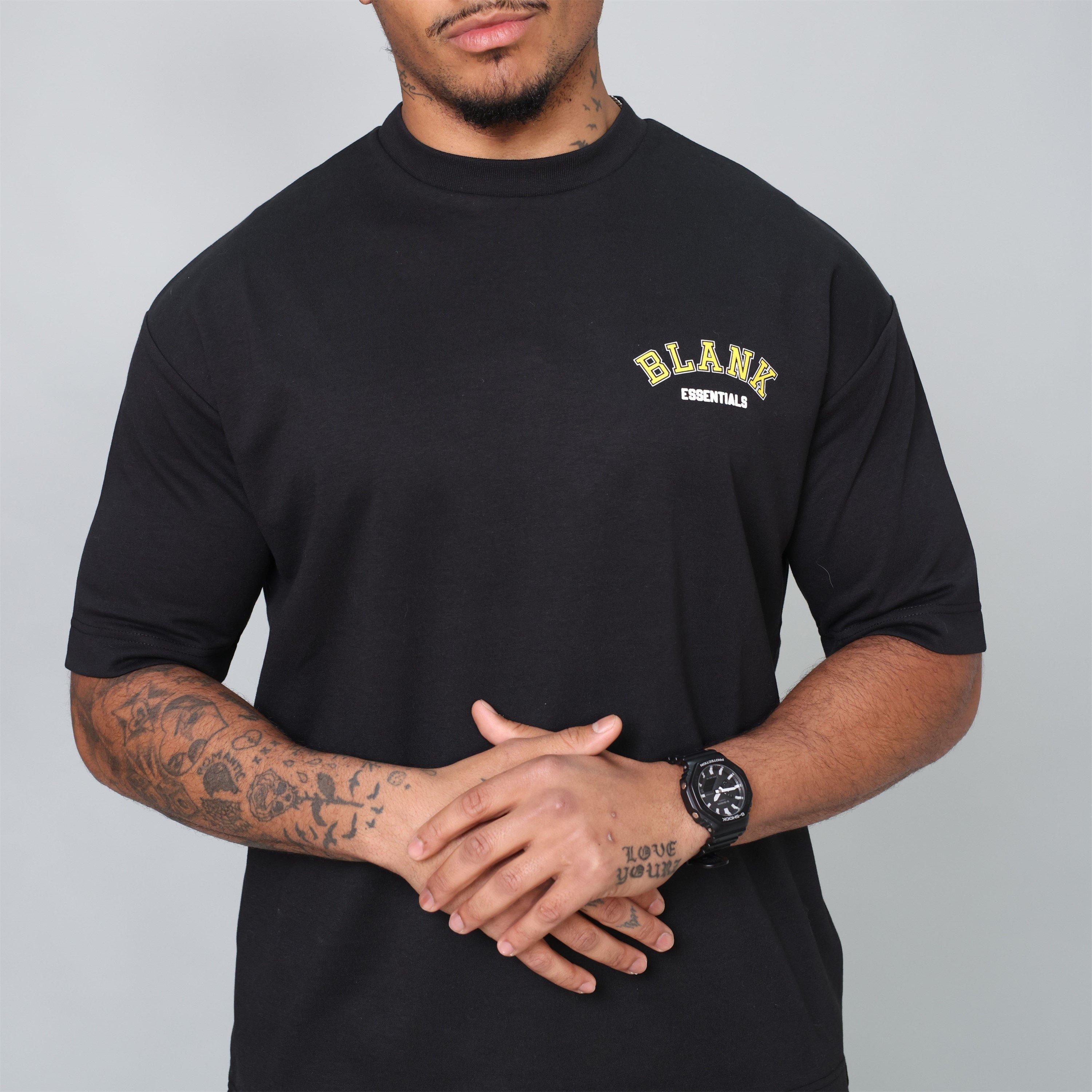 Black - Blank Essentials - Men's College Oversized T-Shirt - 3