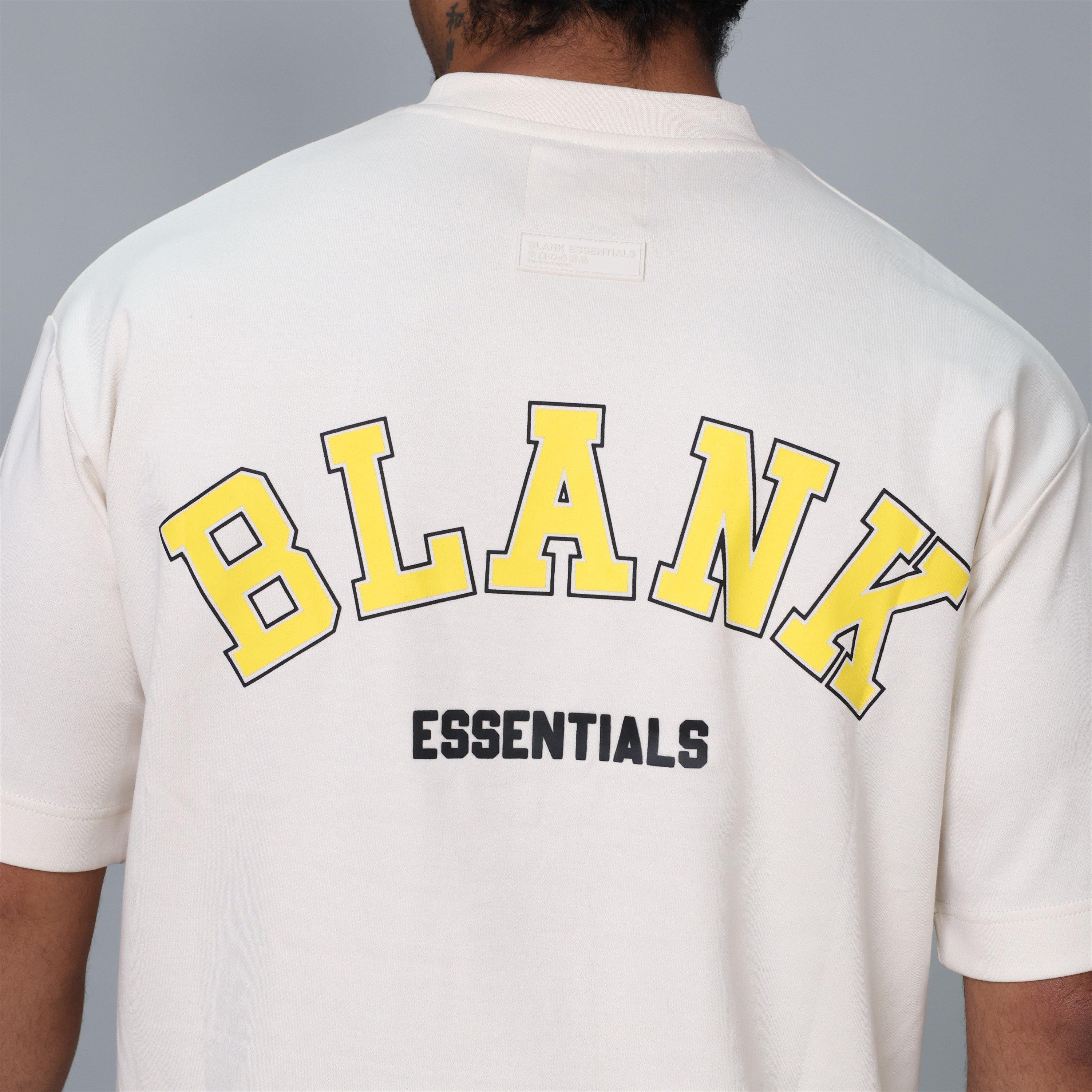 Bone - Blank Essentials - Men's College Oversized T-Shirt - 5