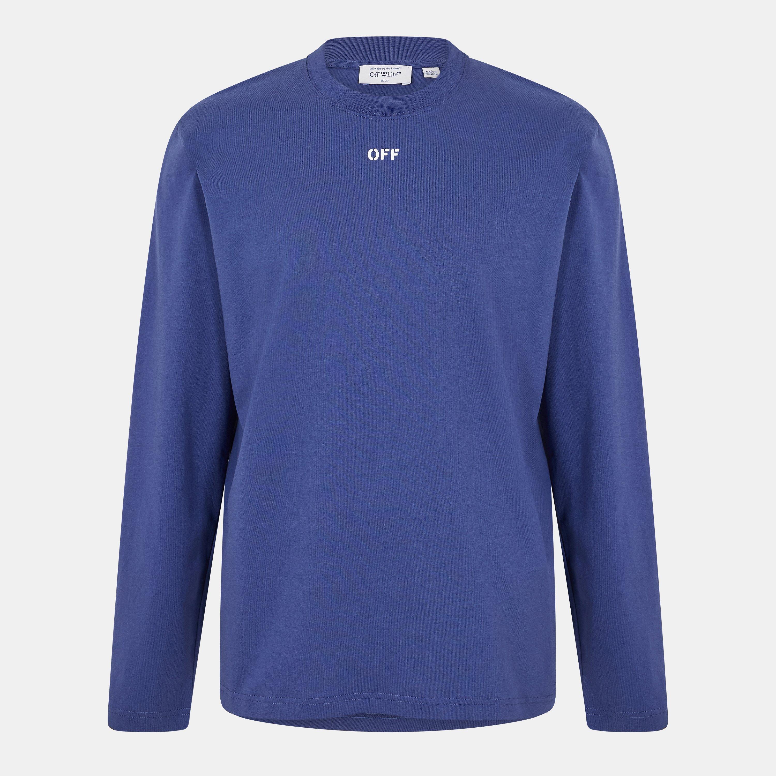 Dark Blue-White - Off White - Men's Skate Long Sleeve T-Shirt - 1
