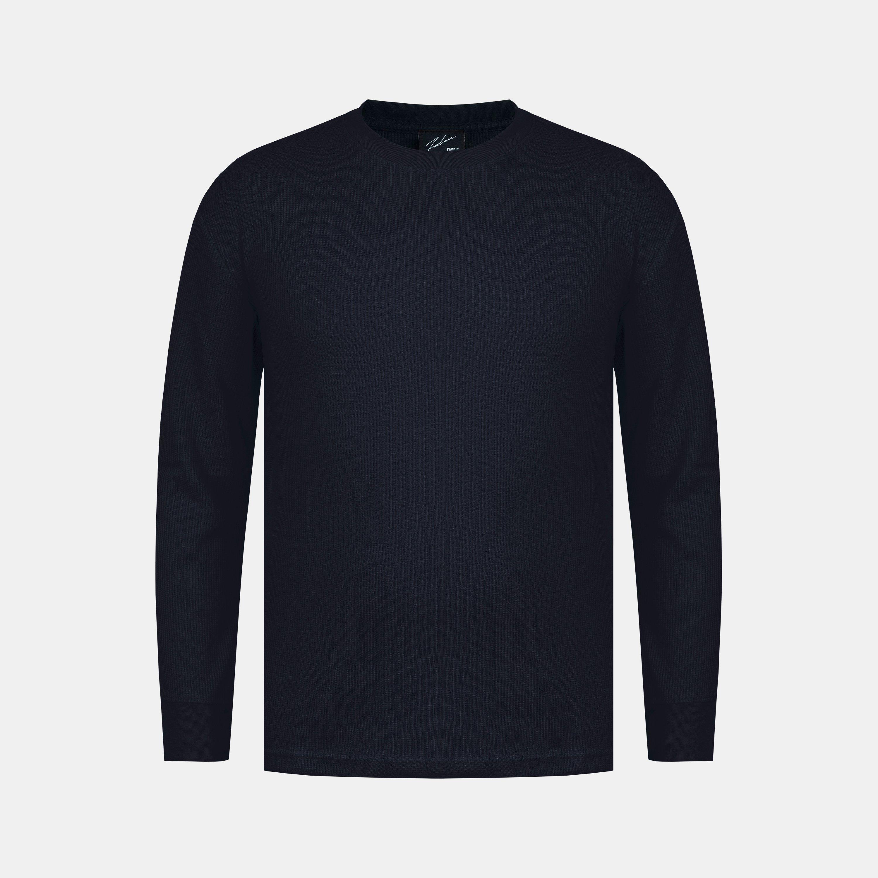 Black - Fabric - Men's Regular Fit Waffle T-Shirt - 1