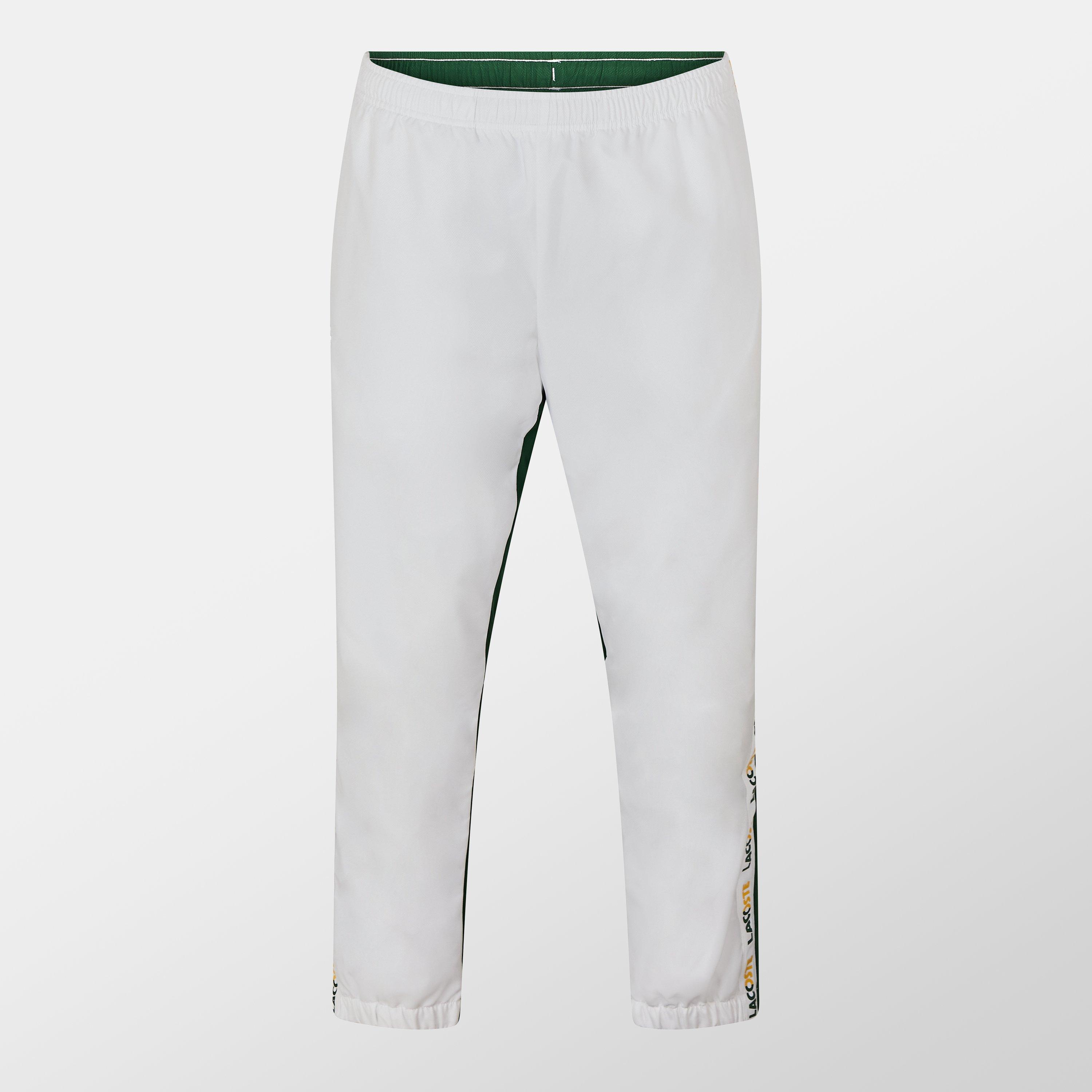 Lacoste Men's White/Green Tape Trackpants - XL