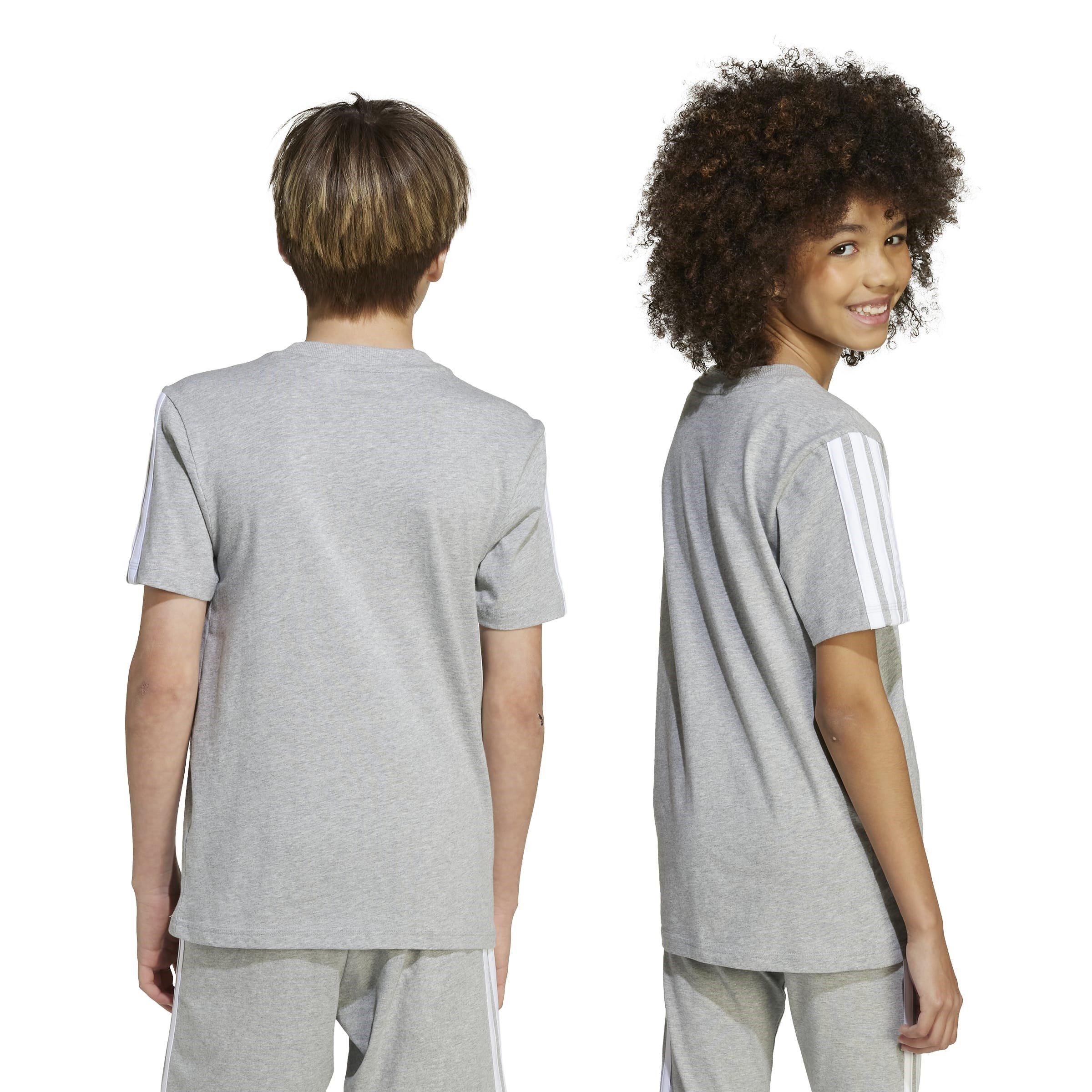 Siva/Bijela - adidas - 3 Stripe Essentials T-Shirt Junior - 3