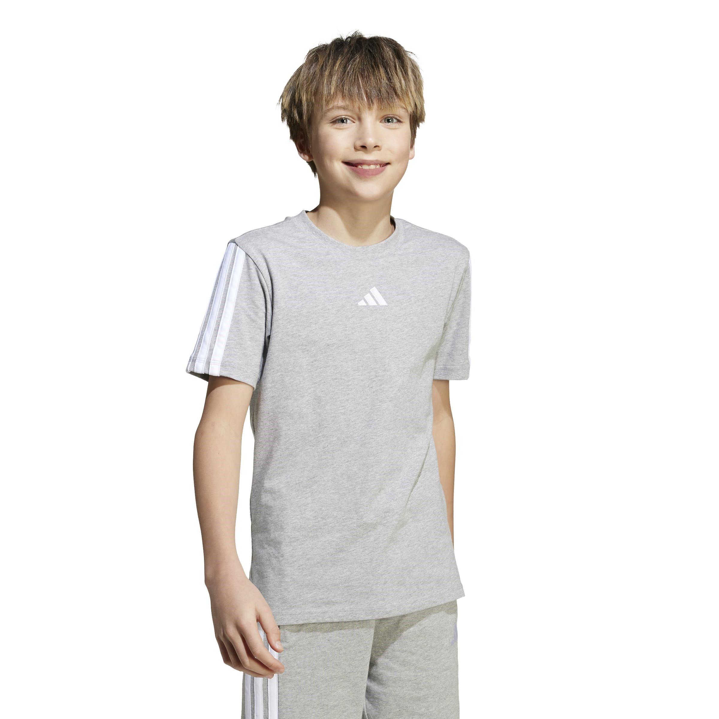 Siva/Bijela - adidas - 3 Stripe Essentials T-Shirt Junior - 4
