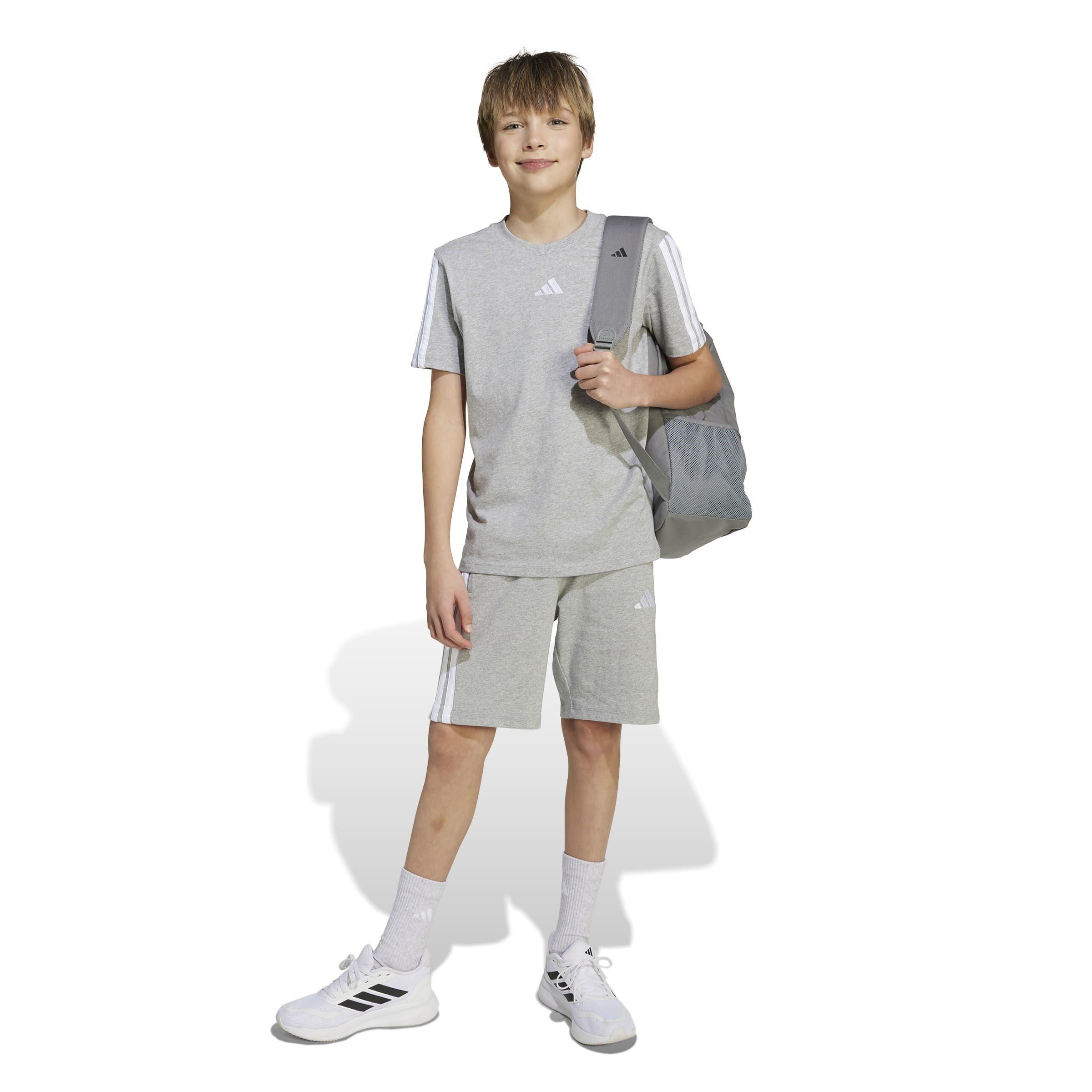 Siva/Bijela - adidas - 3 Stripe Essentials T-Shirt Junior - 7