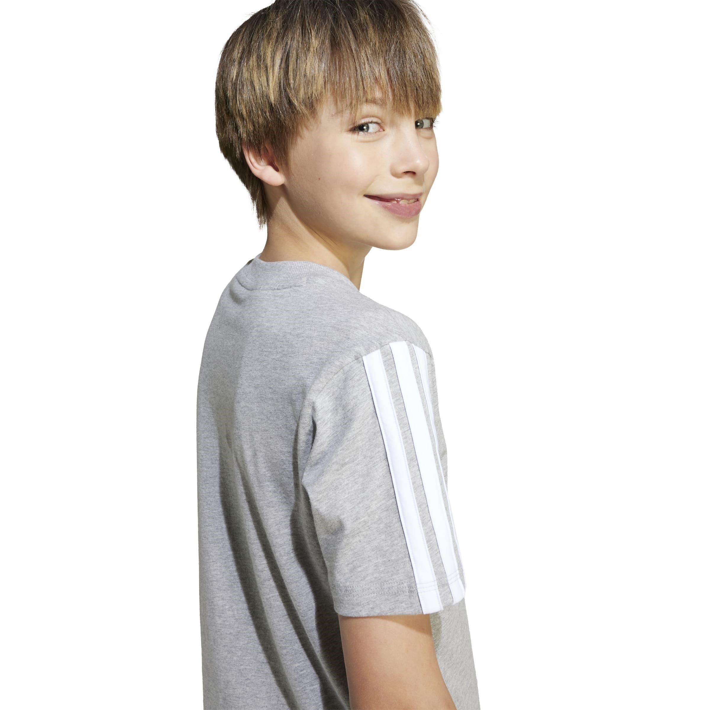 Siva/Bijela - adidas - 3 Stripe Essentials T-Shirt Junior - 8