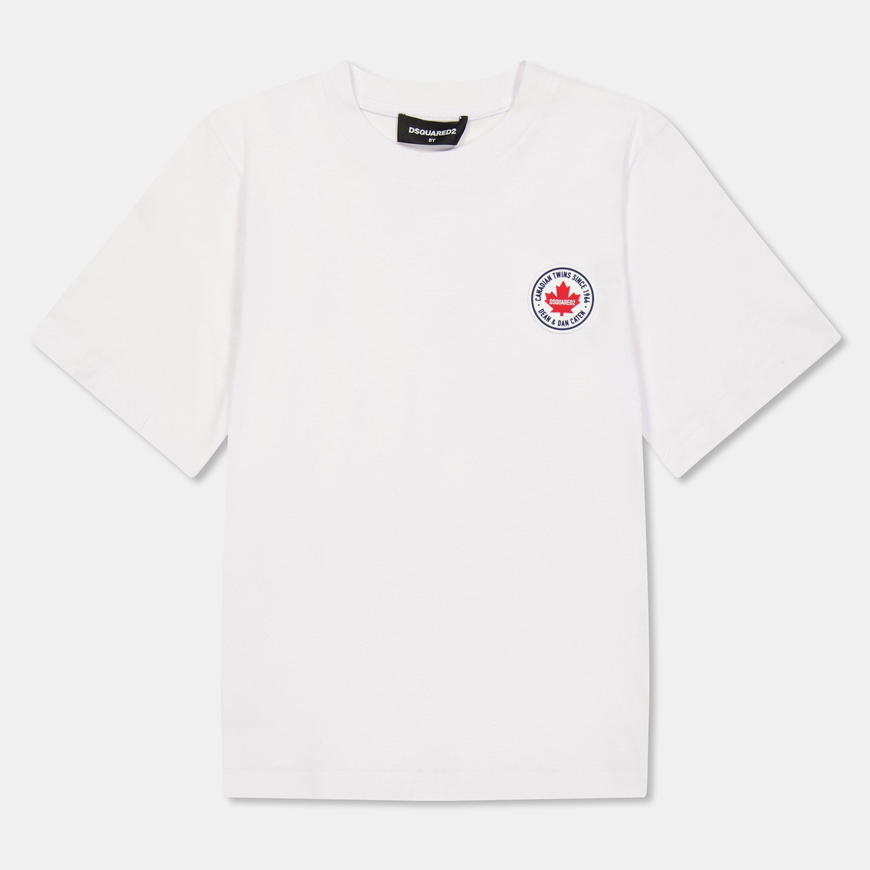 DSquared2 Kids' DSQ Small Logo T-Shirt - White DQ100 - Size 16Y
