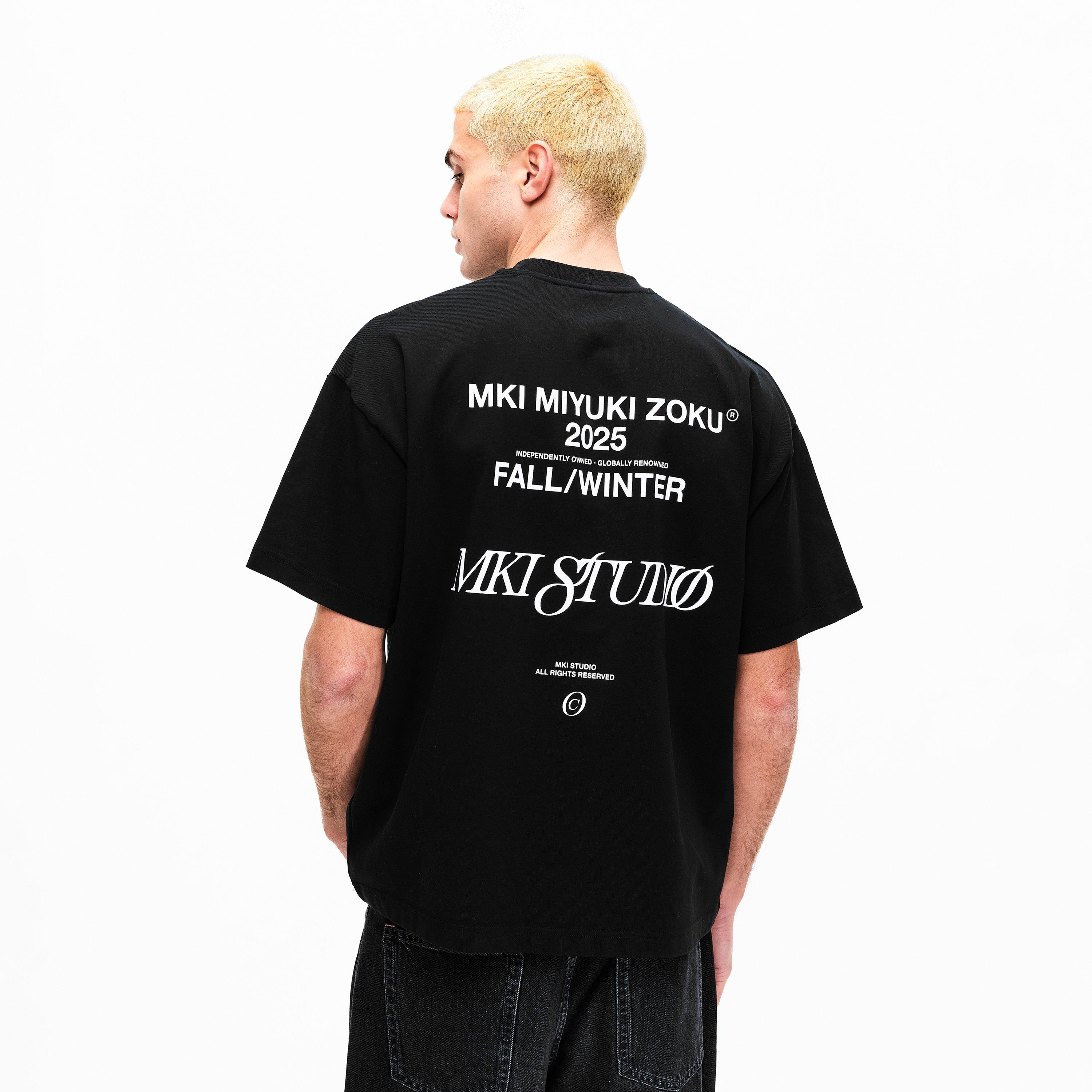 Black - MKI MIYUKI ZOKU - Men's Script Studio T Oversized T-Shirt - 4