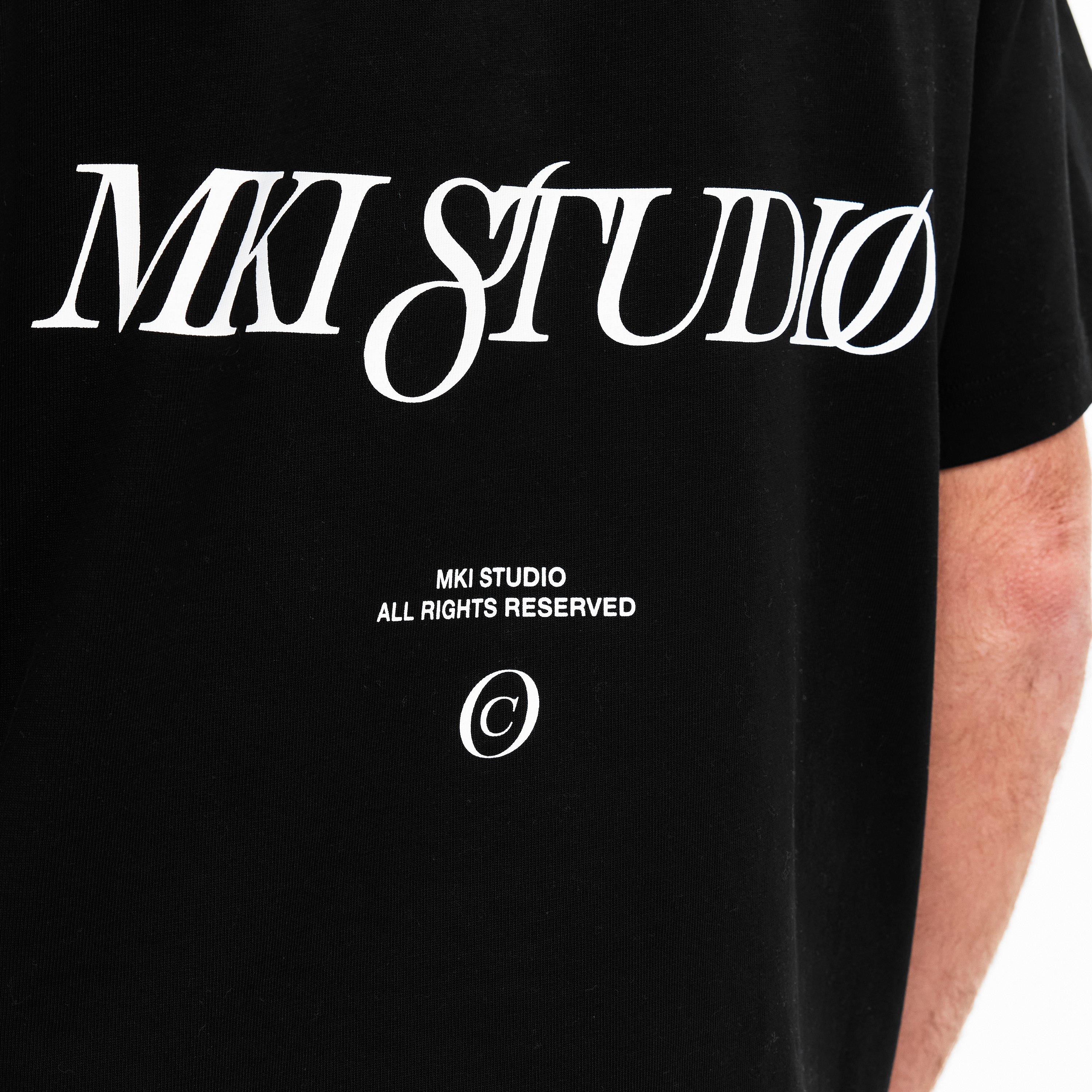 Black - MKI MIYUKI ZOKU - Men's Script Studio T Oversized T-Shirt - 5