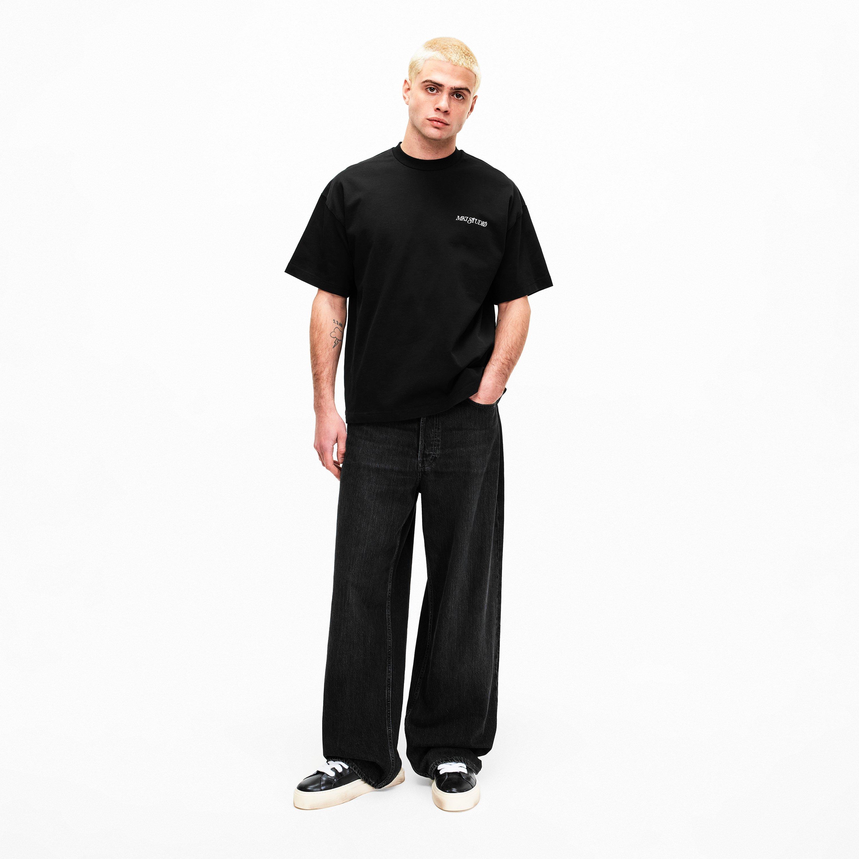 Black - MKI MIYUKI ZOKU - Men's Script Studio T Oversized T-Shirt - 6