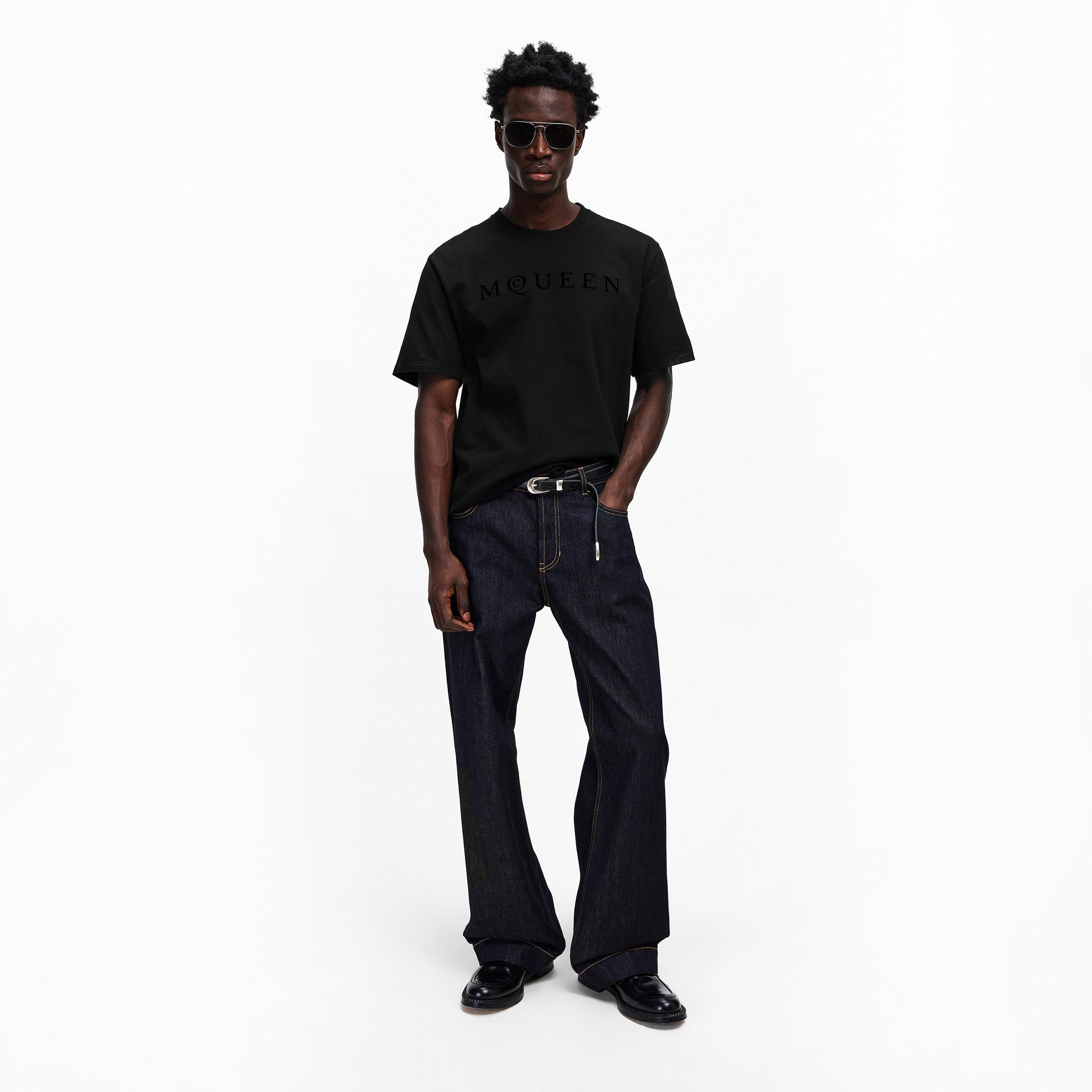 Black/Black - Alexander McQueen - Men's Alex Flock Print T-Shirt - 5