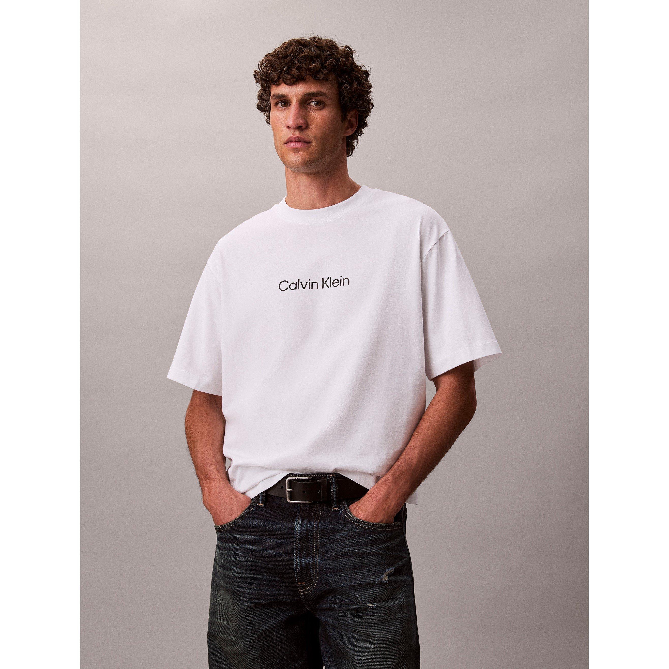 White - Calvin Klein - Men's SSLogo Crew T-Shirt - 4
