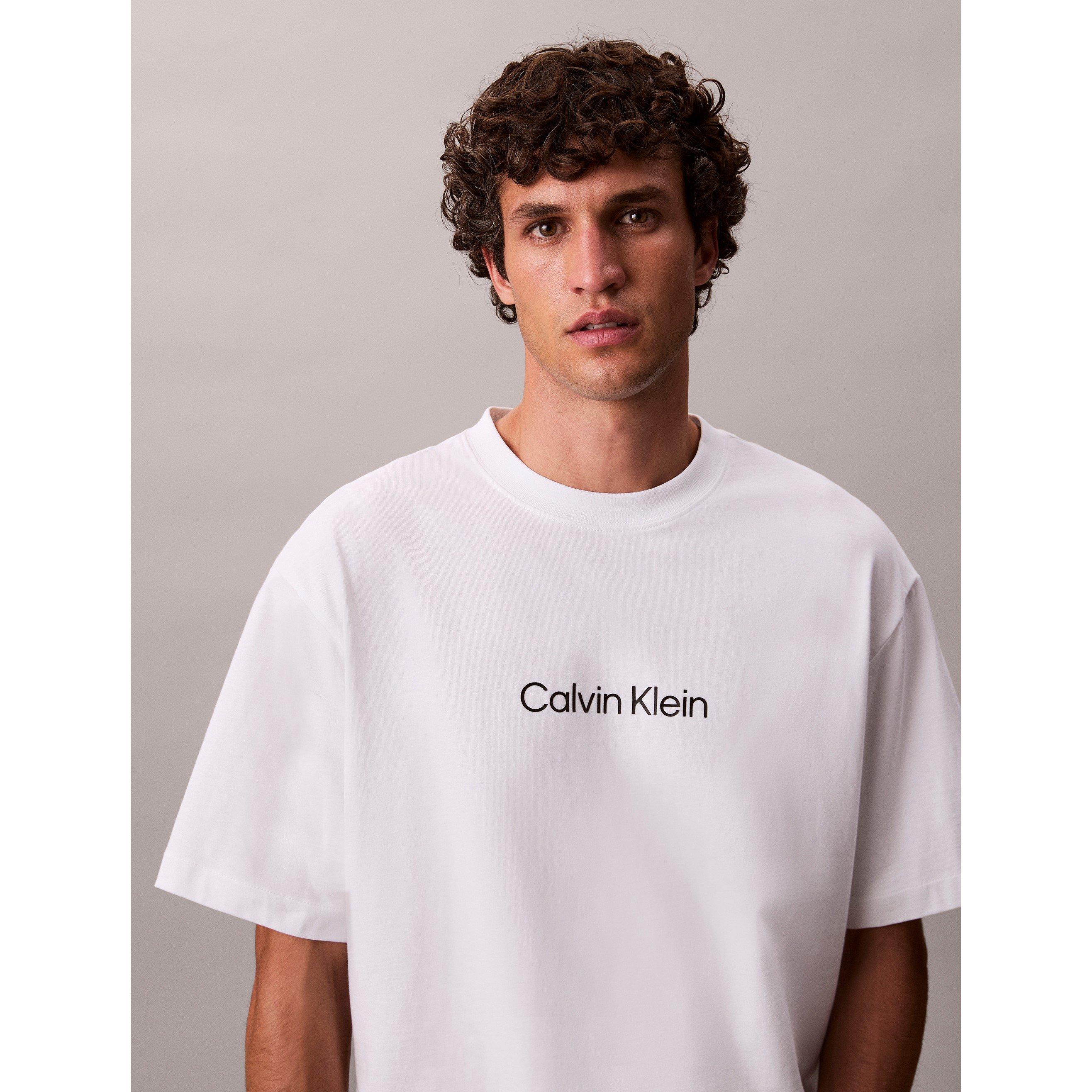 White - Calvin Klein - Men's SSLogo Crew T-Shirt - 5