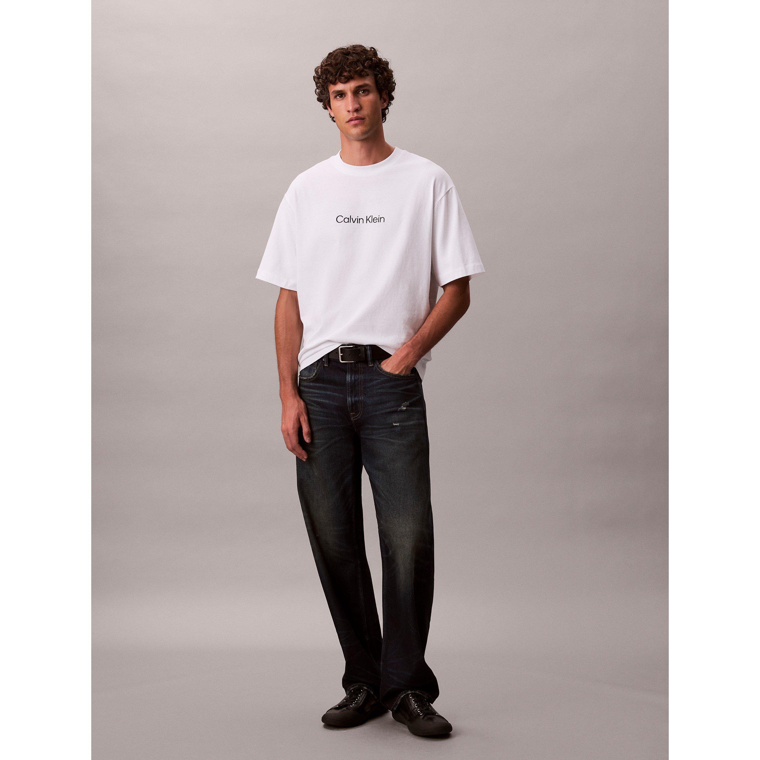 White - Calvin Klein - Men's SSLogo Crew T-Shirt - 6