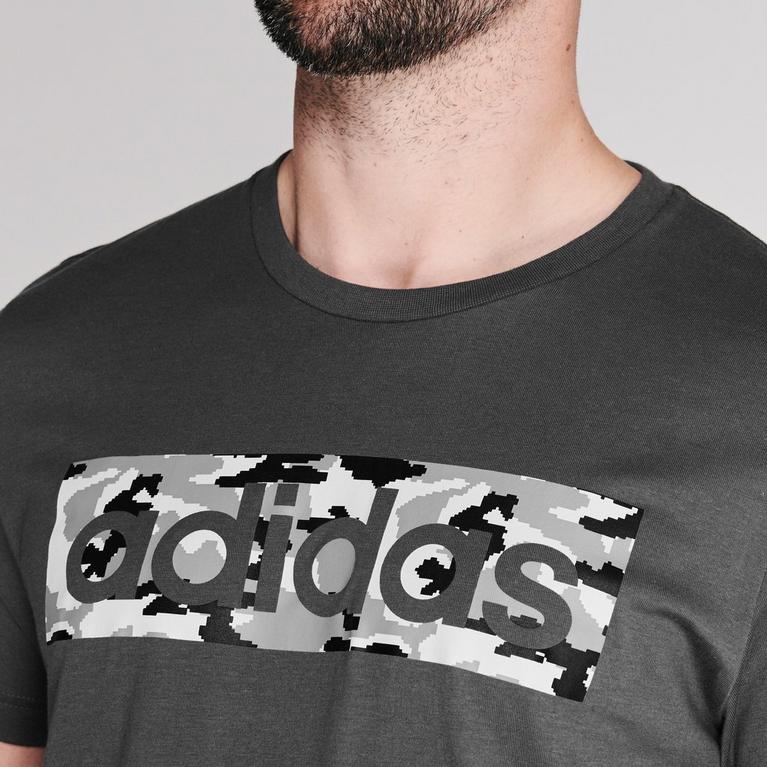 Gris5/Noir/Blanc - adidas - Linear Camo Men's T-shirt - 4