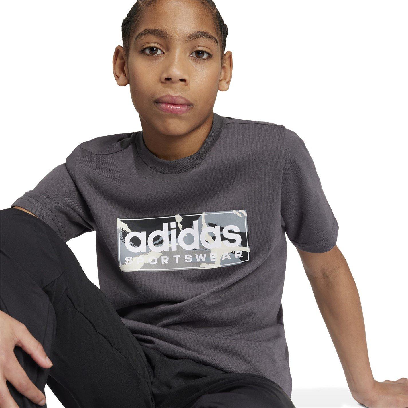 Grijs5/Blk/Wht - adidas - Logo T Shirt Junior - 5