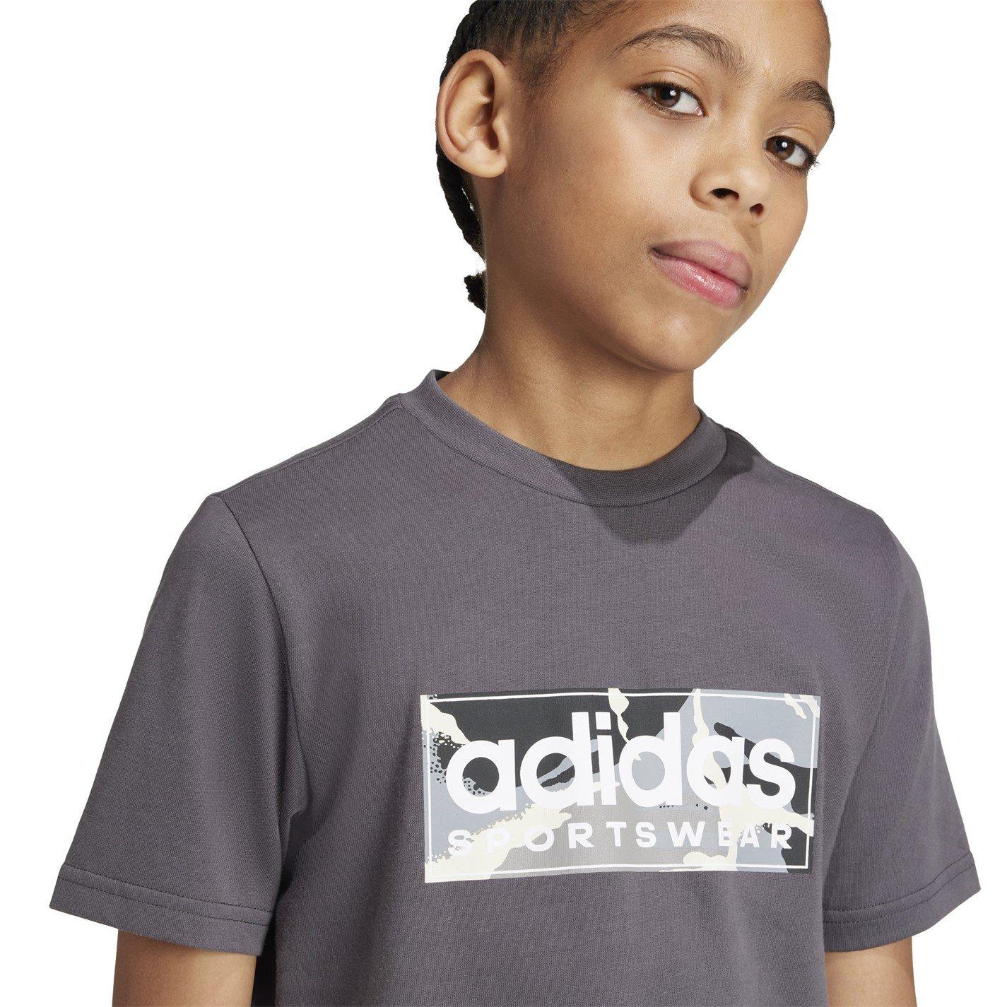 Grijs5/Blk/Wht - adidas - Logo T Shirt Junior - 9