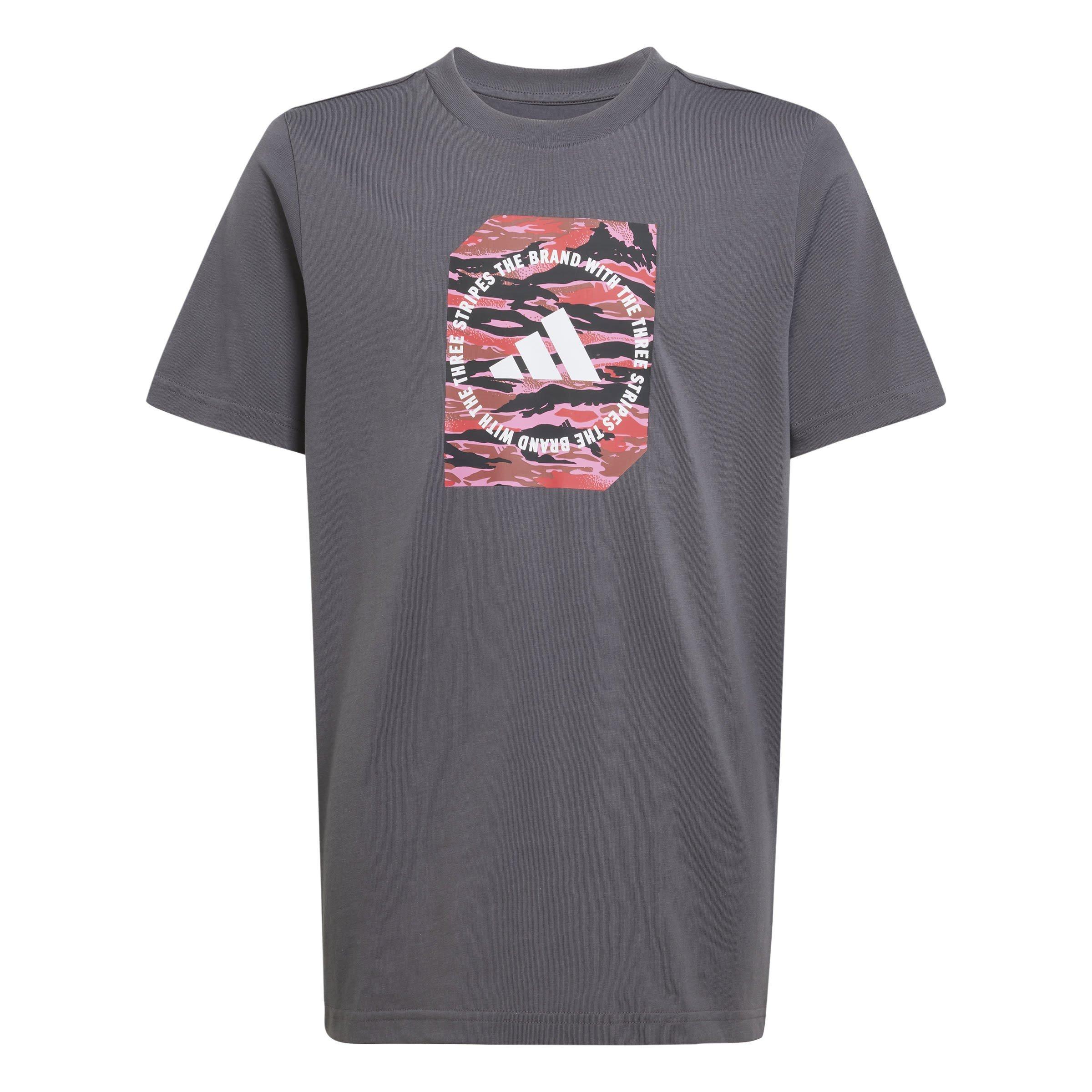 Adidas  Kids Logo T Shirt Junior - Charcoal Camo - 11-12 Years