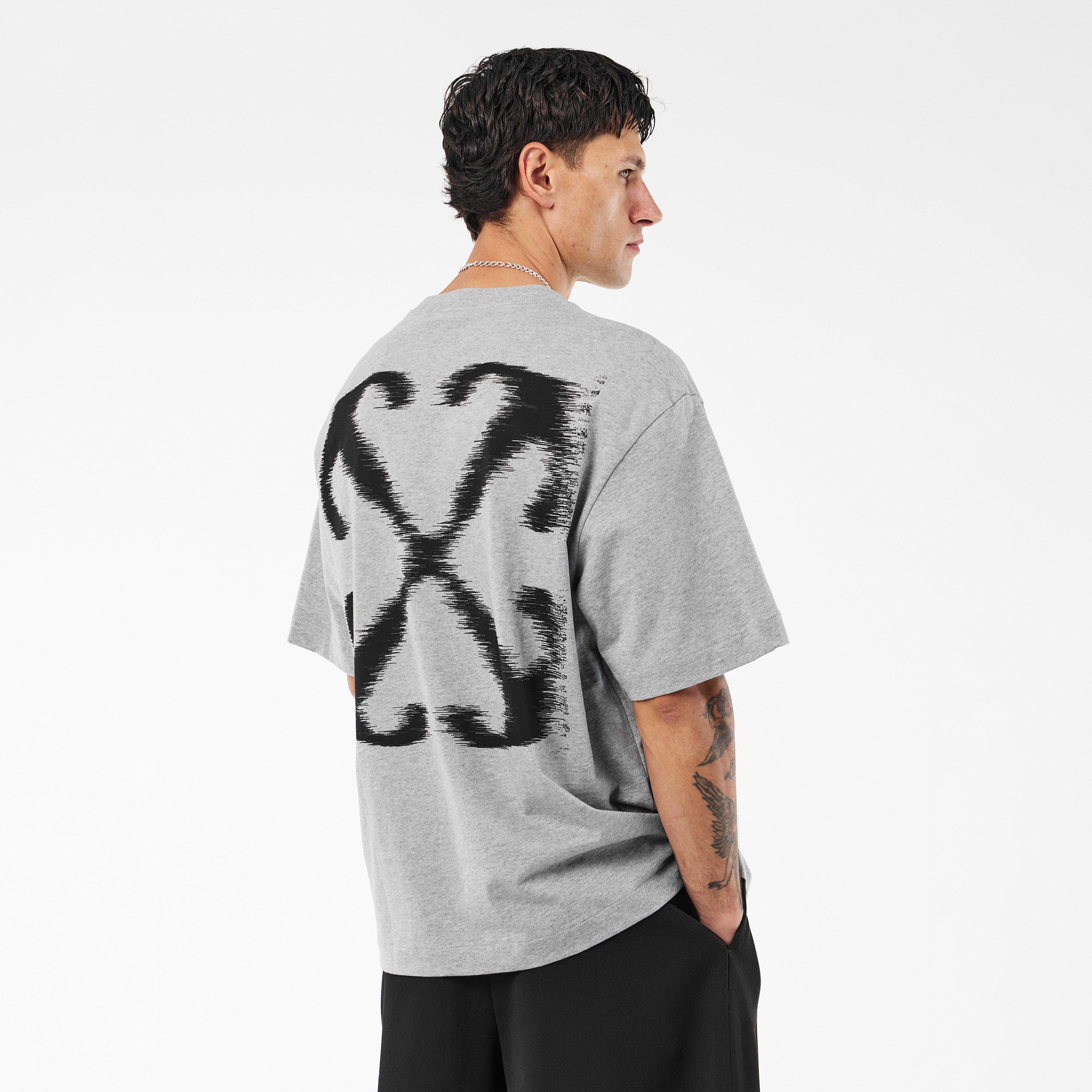 Light Grey/Blk - Off White - Men's Windy Arrow Skate Oversized T-Shirt - 4