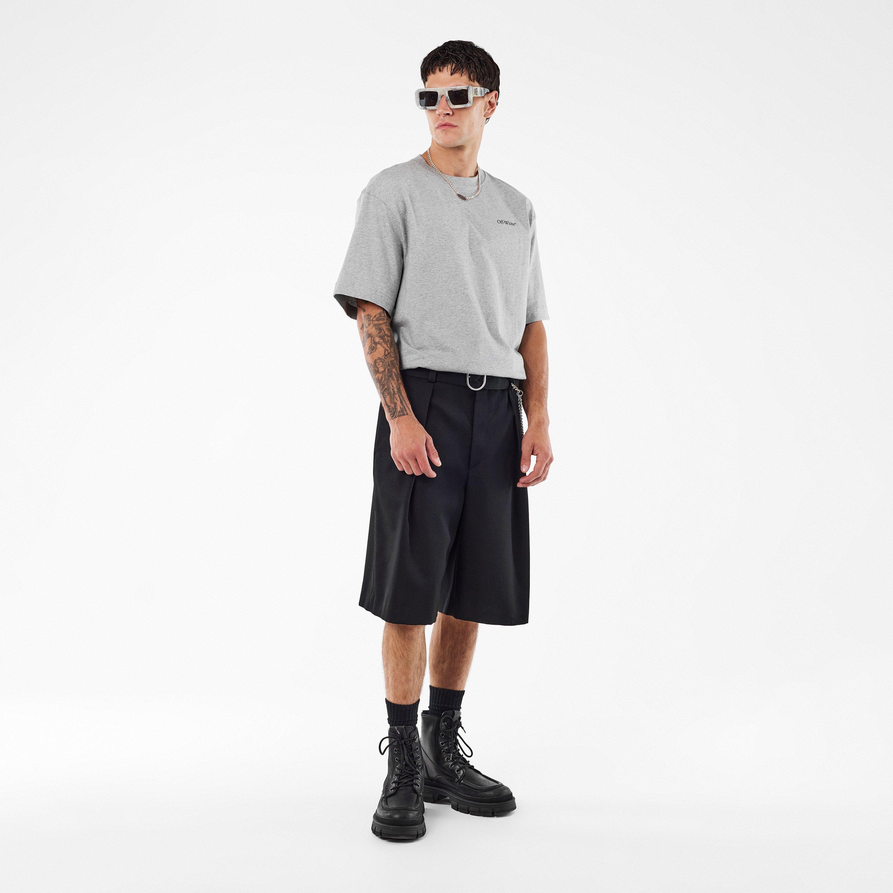 Light Grey/Blk - Off White - Men's Windy Arrow Skate Oversized T-Shirt - 6