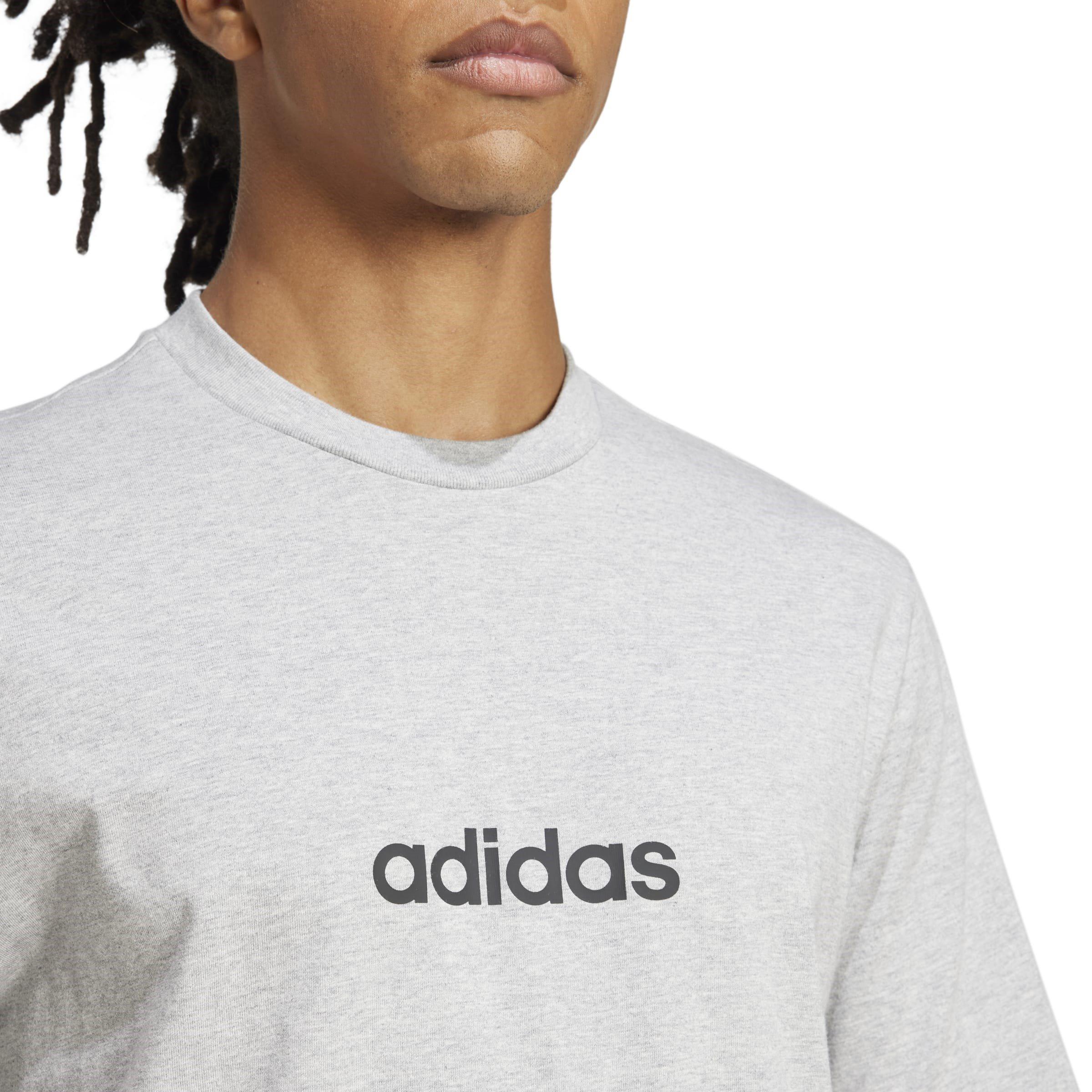 M.Grey/Black - adidas - adidas Essentials Linear Single Jersey Mens T-Shirt - 4