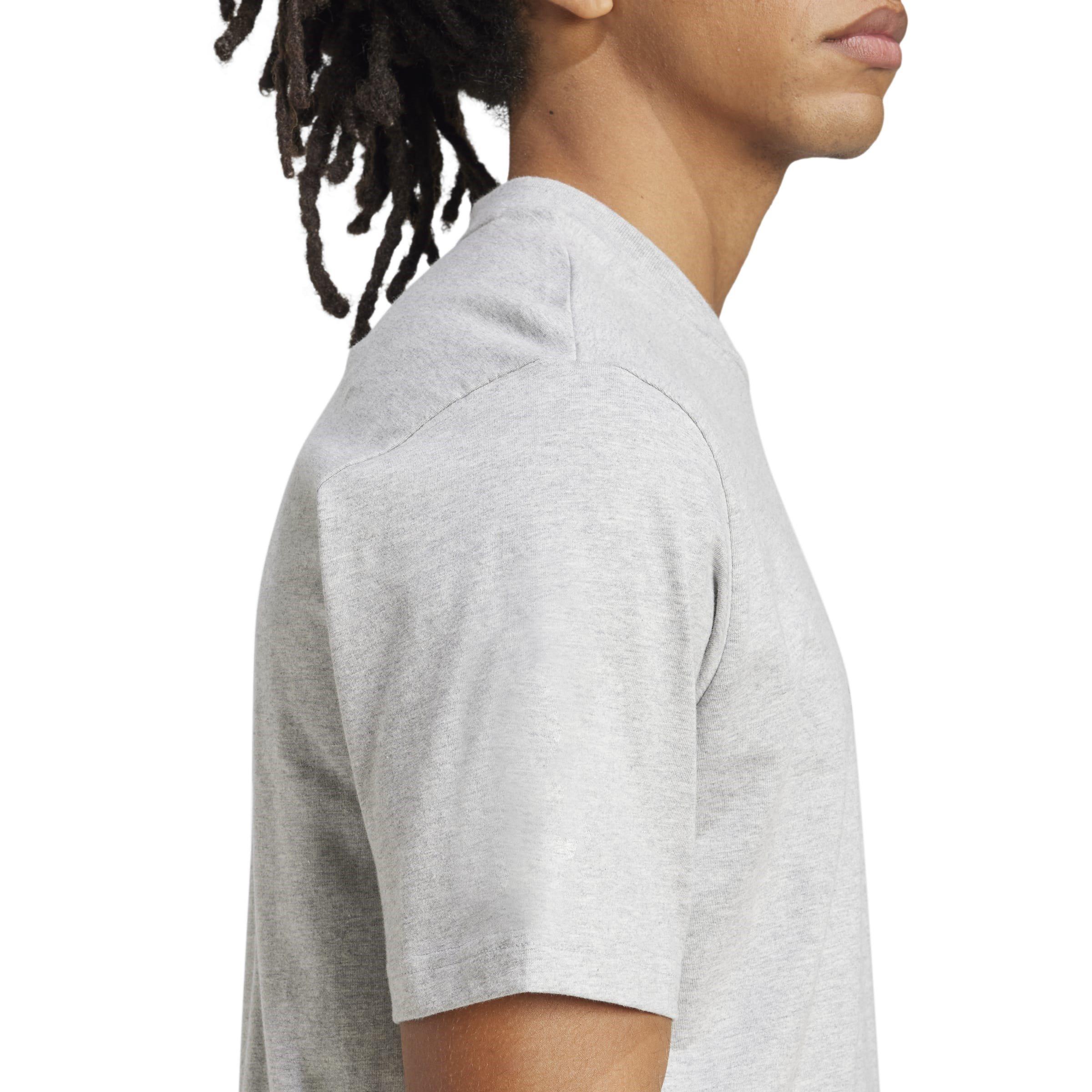 M.Grey/Black - adidas - adidas Essentials Linear Single Jersey Mens T-Shirt - 5