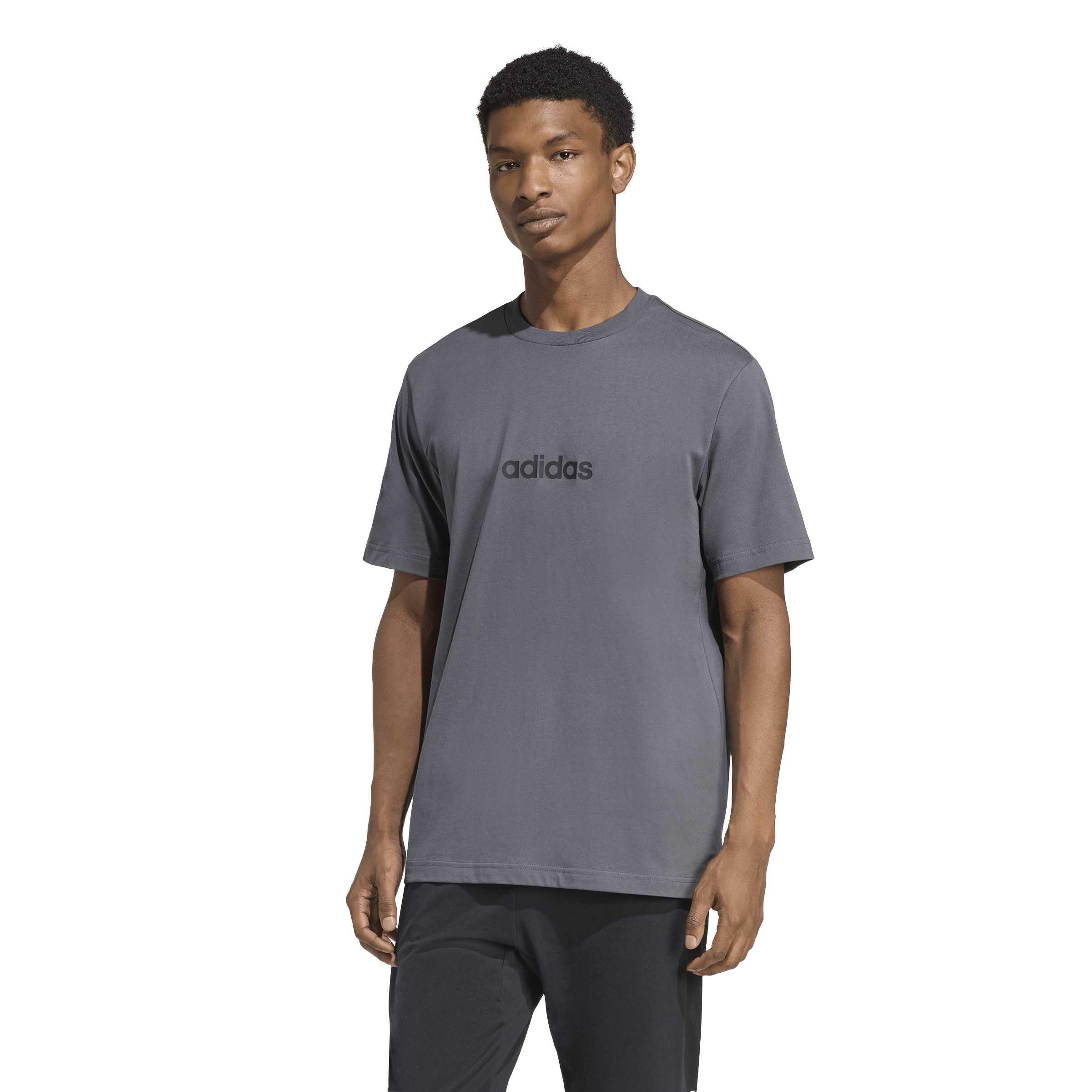 Grey/Black - adidas - Essentials Linear Single Jersey Mens T-Shirt - 2
