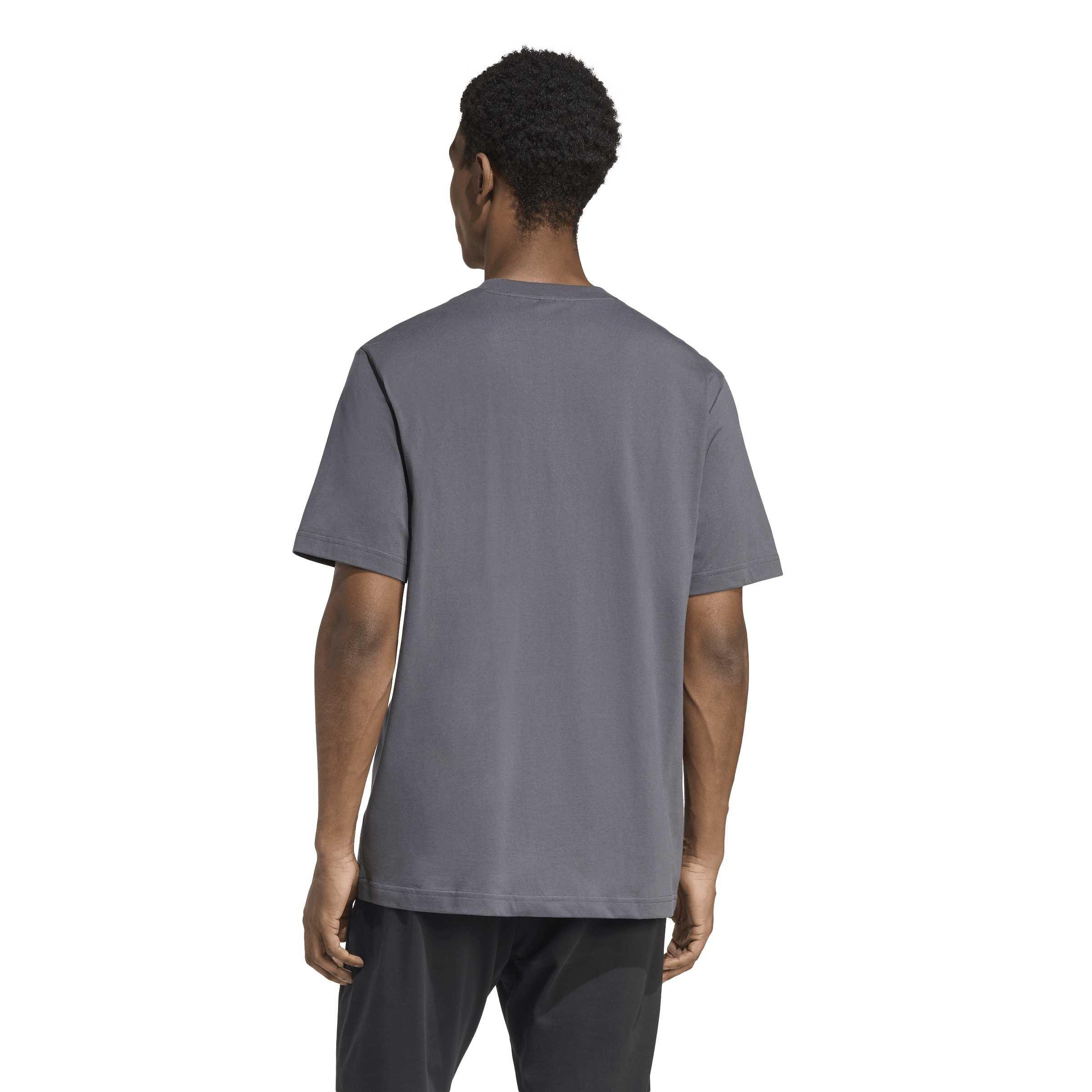 Grey/Black - adidas - Essentials Linear Single Jersey Mens T-Shirt - 3