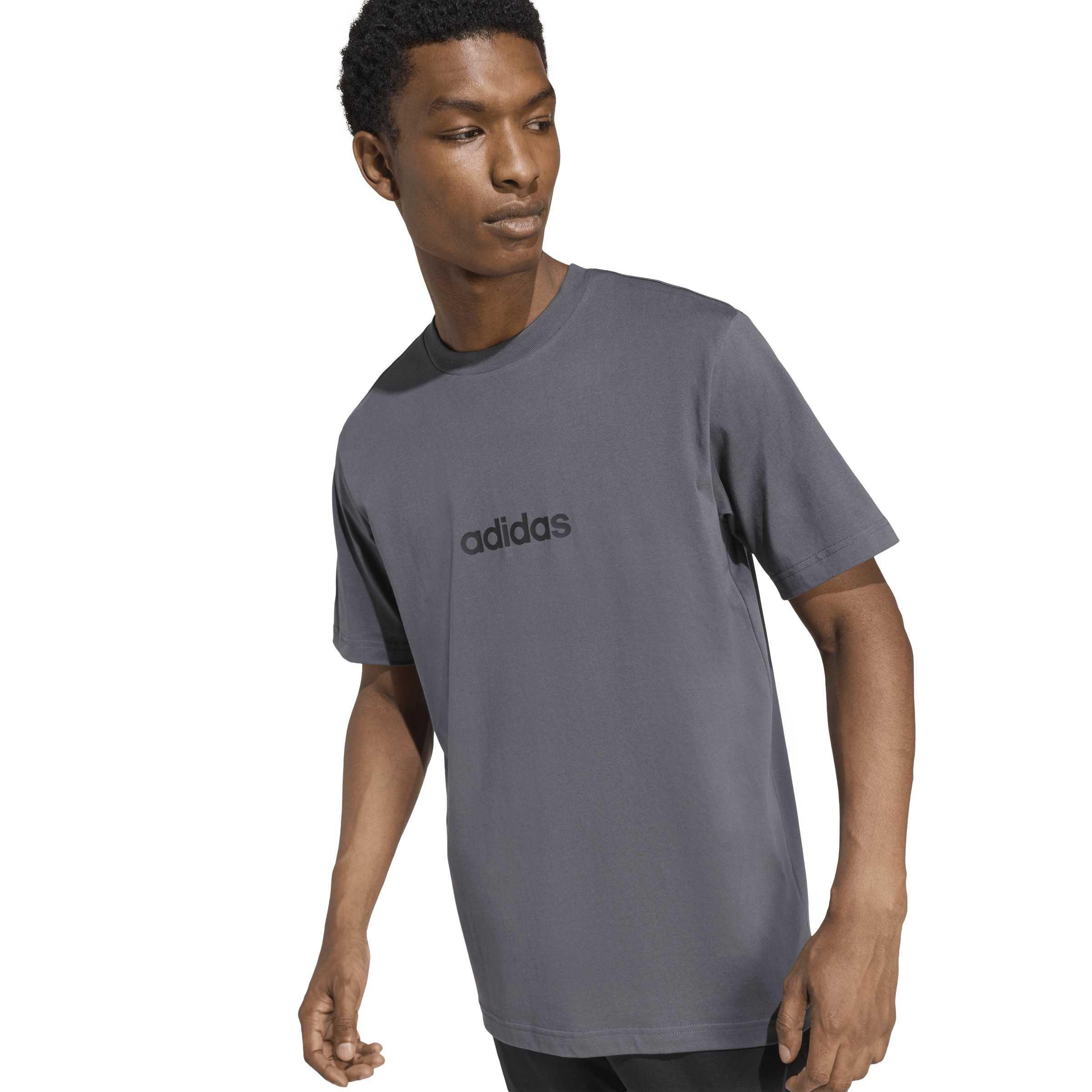 Grey/Black - adidas - Essentials Linear Single Jersey Mens T-Shirt - 4