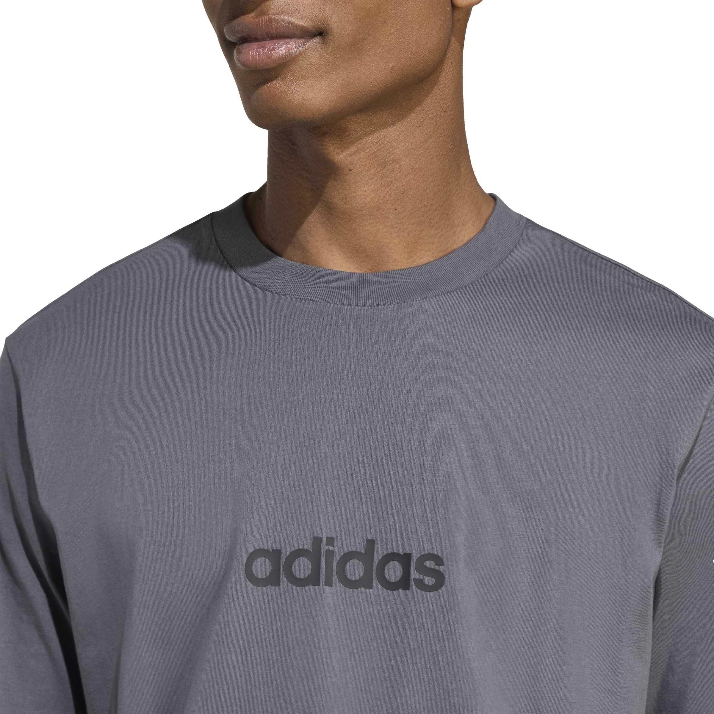 Grey/Black - adidas - Essentials Linear Single Jersey Mens T-Shirt - 5