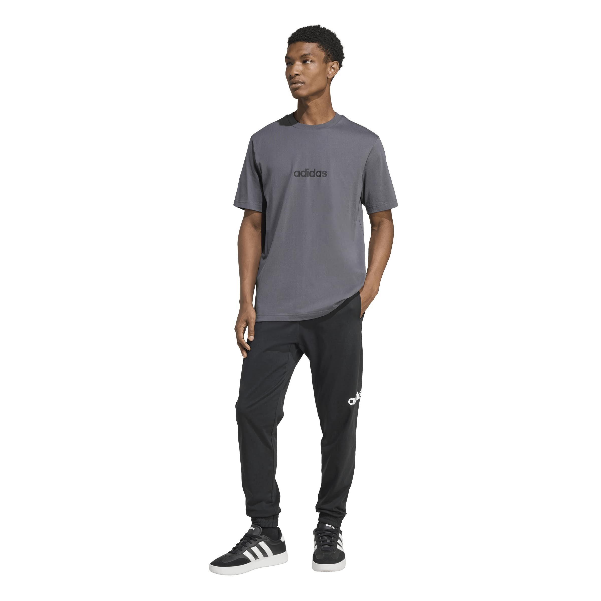 Grey/Black - adidas - Essentials Linear Single Jersey Mens T-Shirt - 6