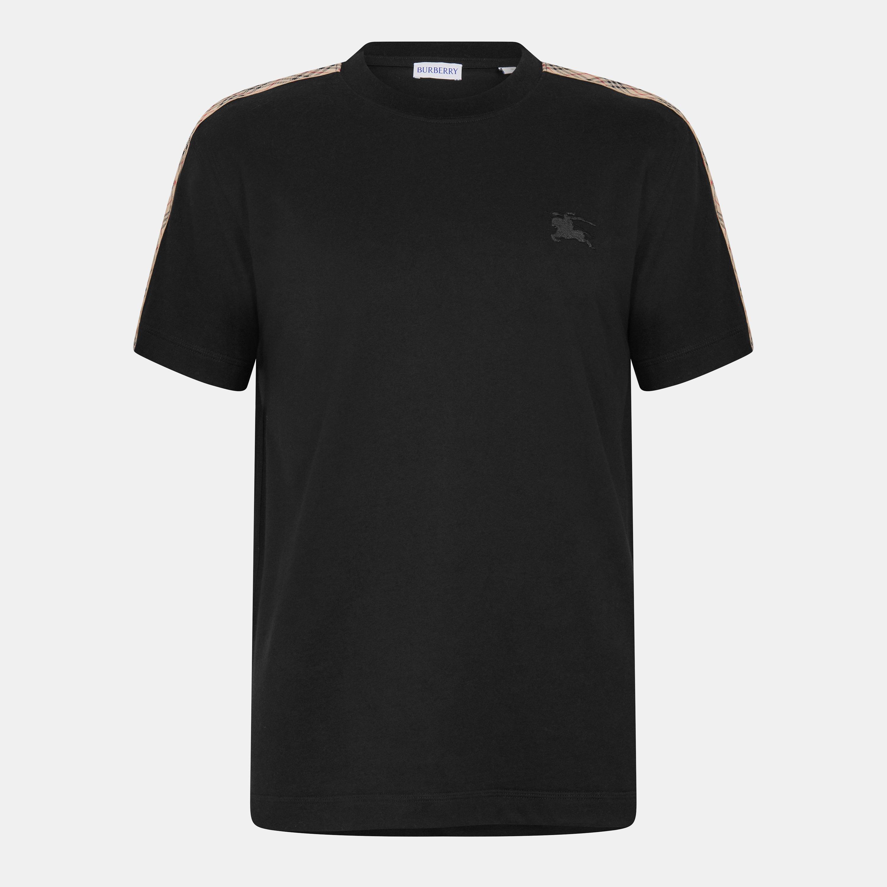 Burberry Mens Check Trim Cotton T-Shirt | Flannels