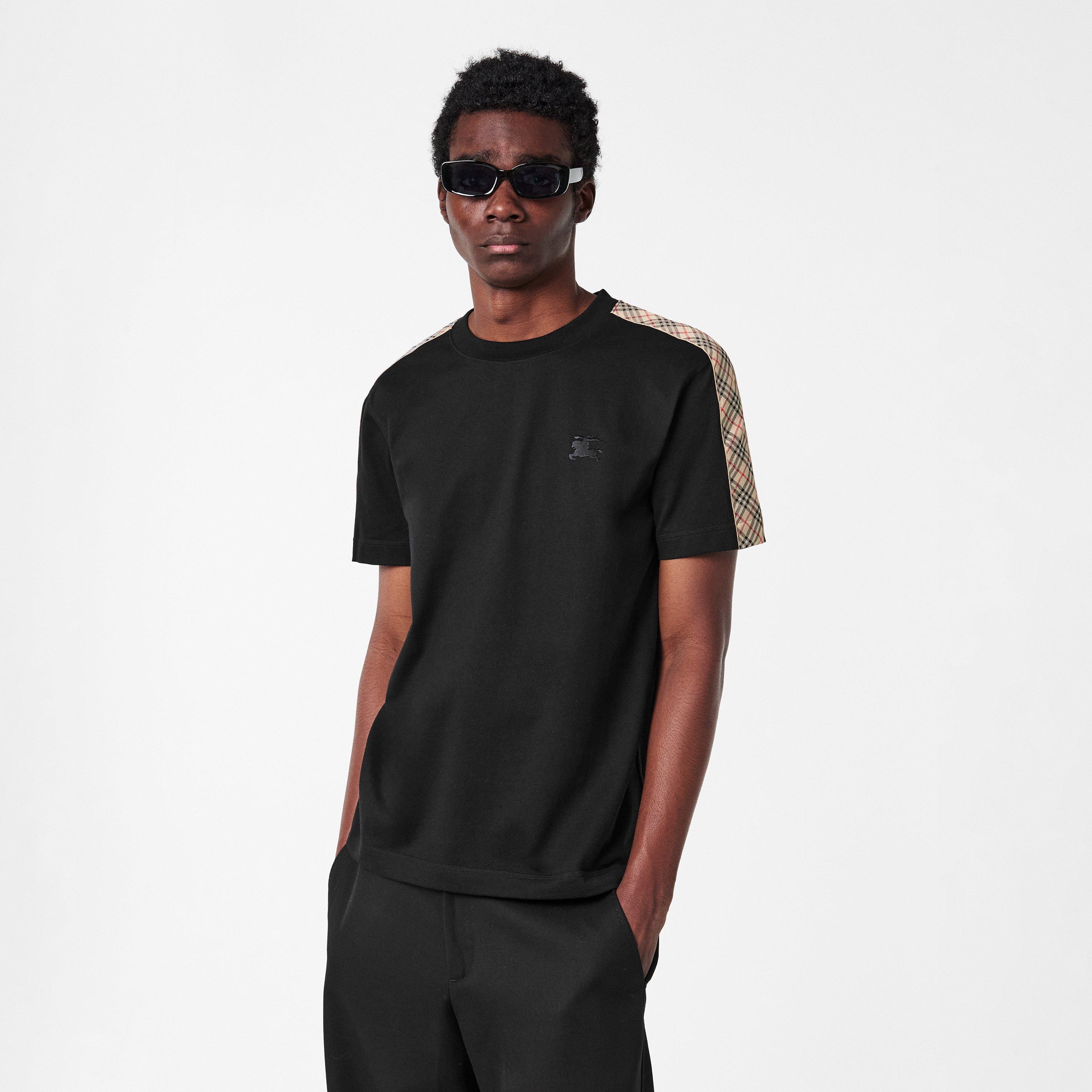Burberry Mens Check Trim Cotton T-Shirt | Flannels