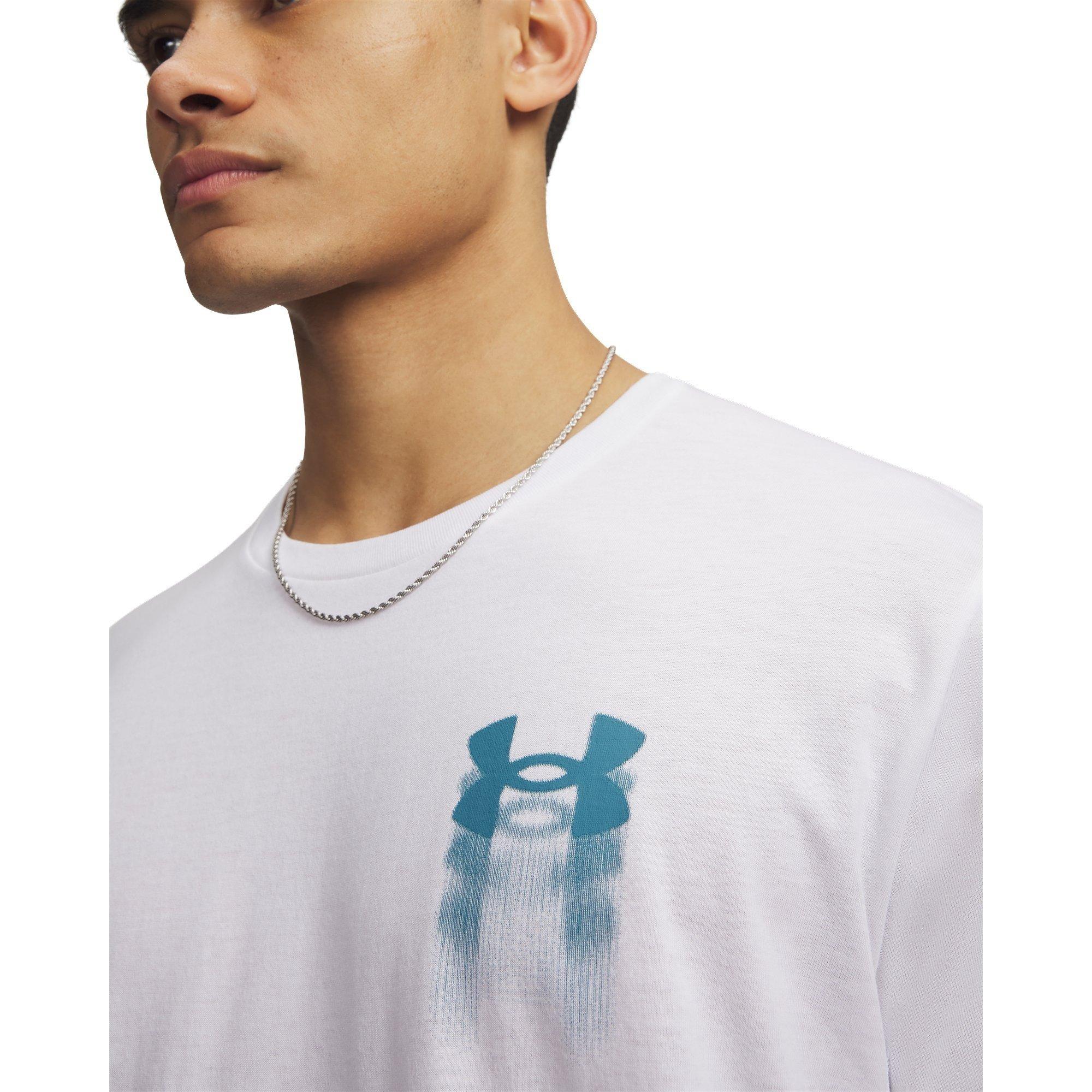 White/Boun Blue - Under Armour - Men's Blur Logo Short Sleeve T-Shirt - 3