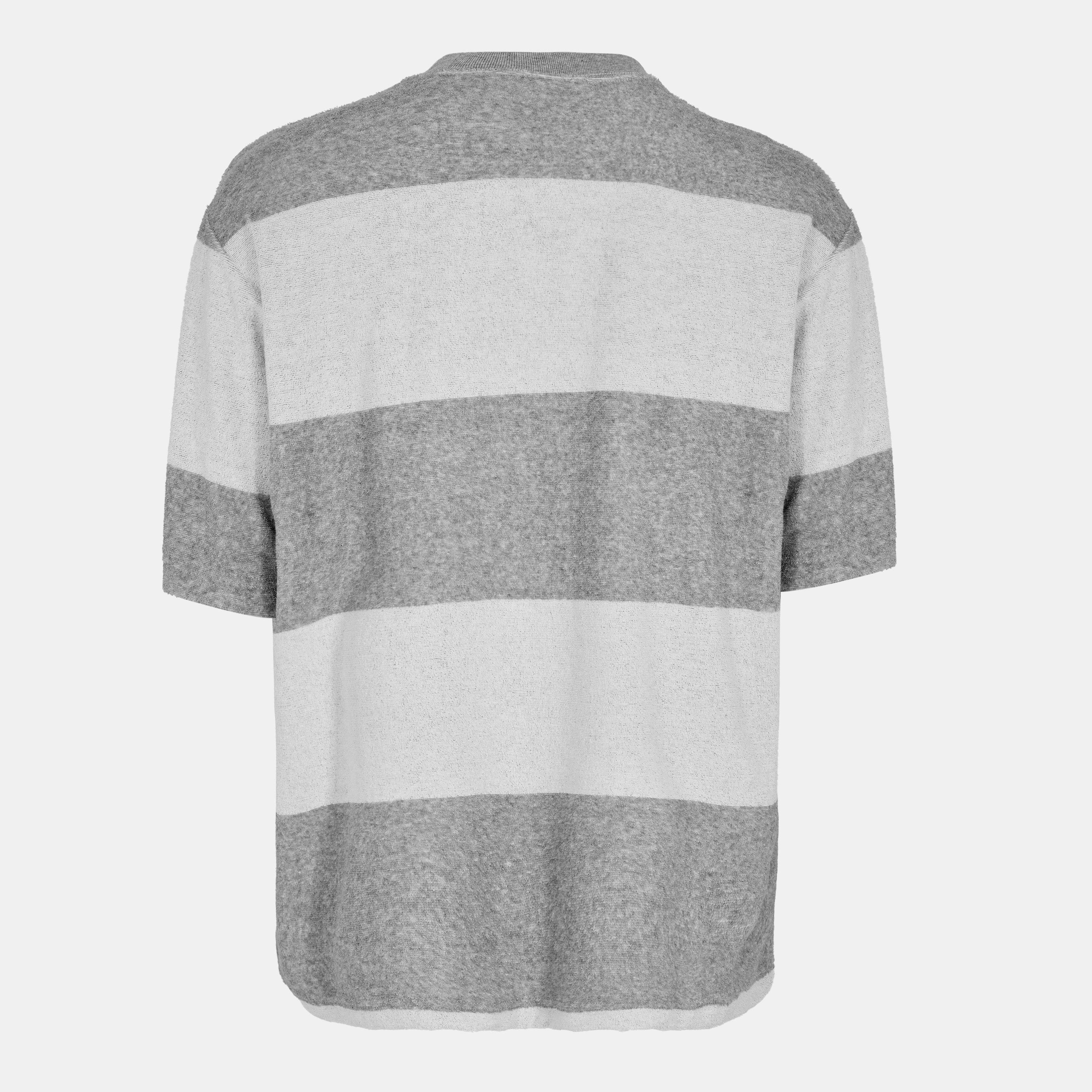 Cement Heather - Vans - Adults Bergman Stripe Short-Sleeve Parisian Night T-Shirt - 2
