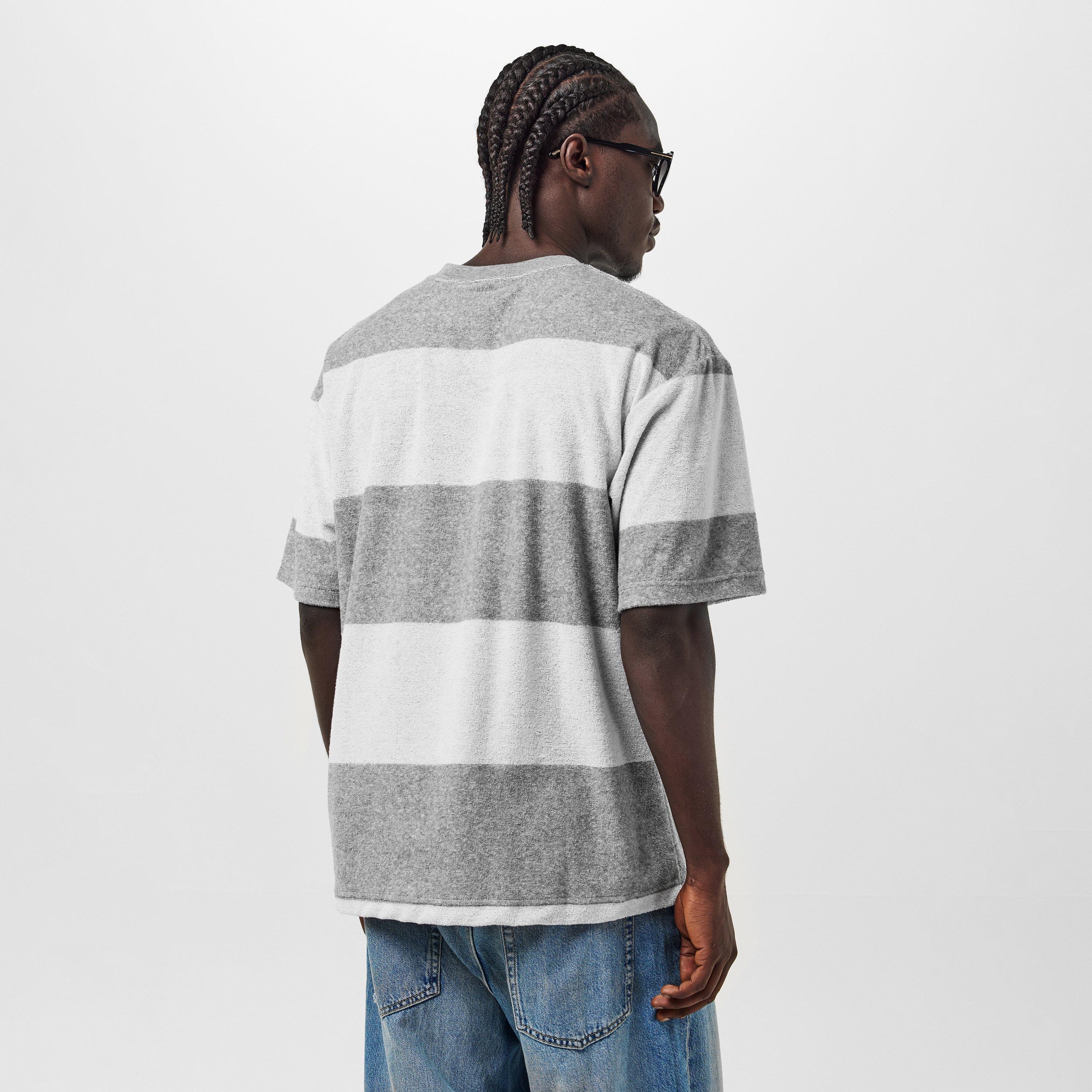 Cement Heather - Vans - Adults Bergman Stripe Short-Sleeve Parisian Night T-Shirt - 4