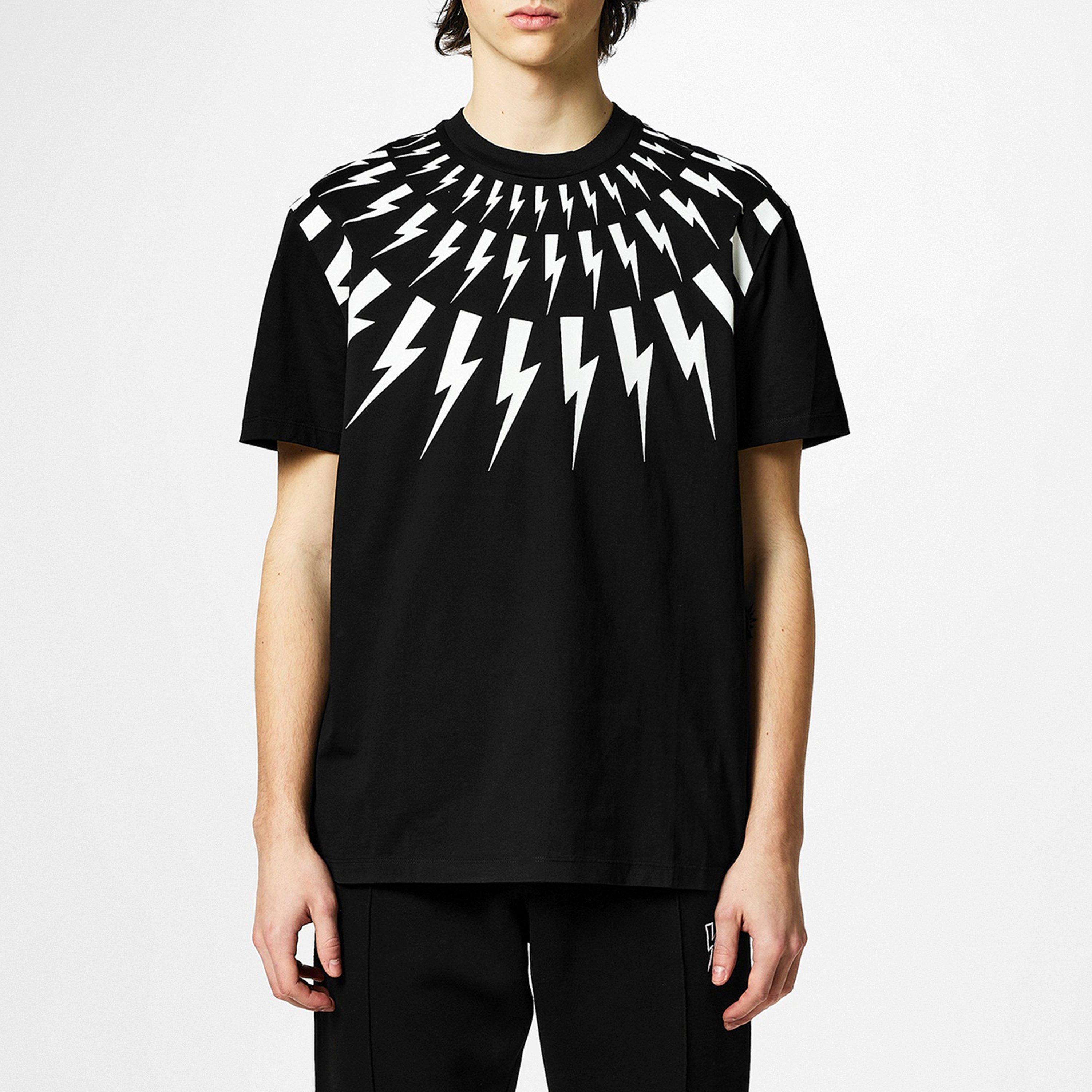 【NeIL Barrett】ライトニングボルト Tシャツ グレー イエロー NEIL BARRETT | Lightning Bolt T Shirt | Regular Fit T-Shirts