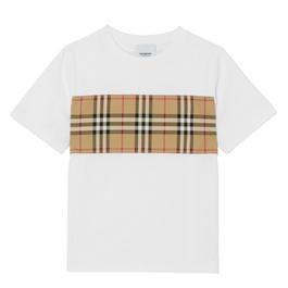 Burberry Children'S Cedar Check Panel T Shirt