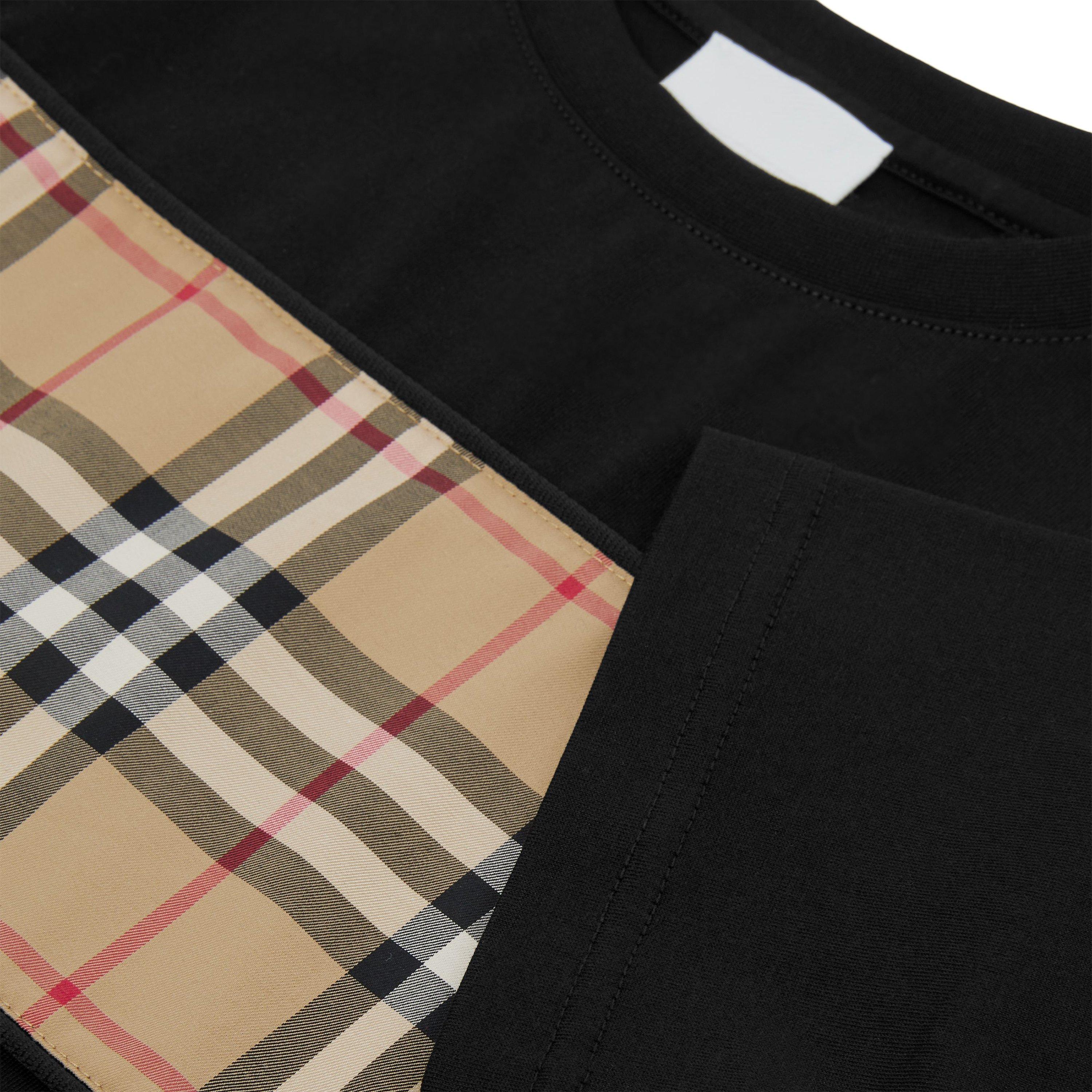 Black A1189 - Burberry - Children's Cedar Check Panel T Shirt - 4