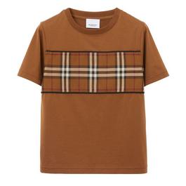 Burberry Children'S Cedar Check Panel T Shirt