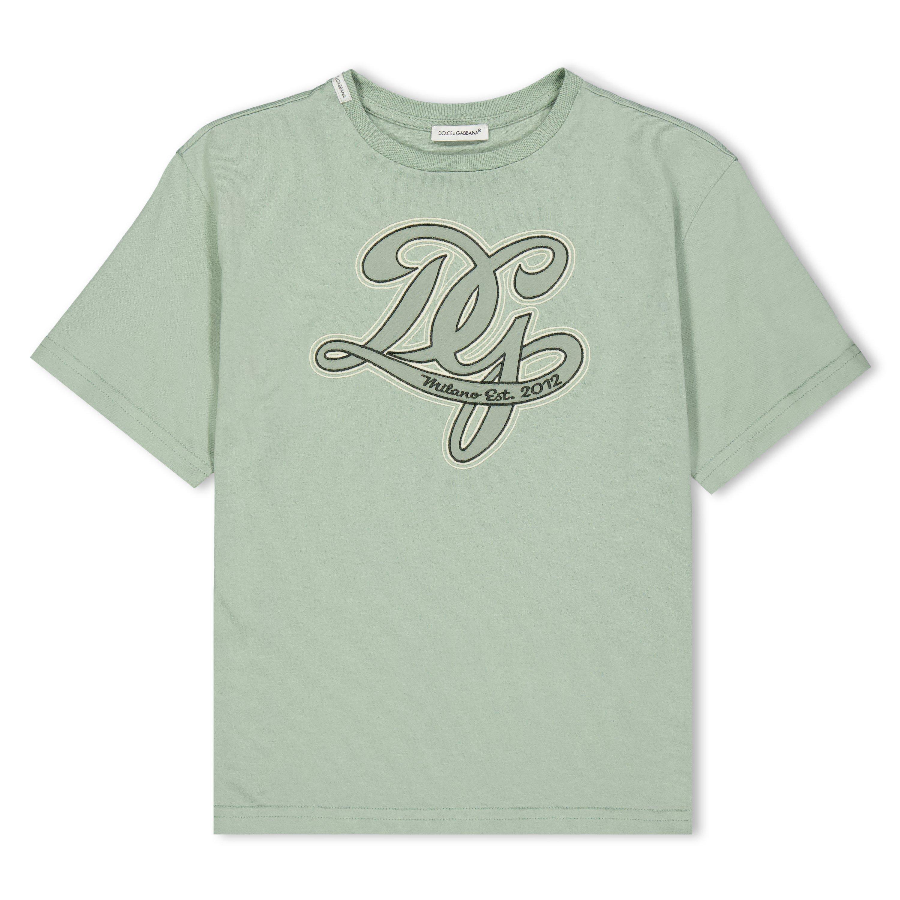 Dolce and Gabbana DG Logo Tee Jn61 - Sage V3732 - Size 14Y