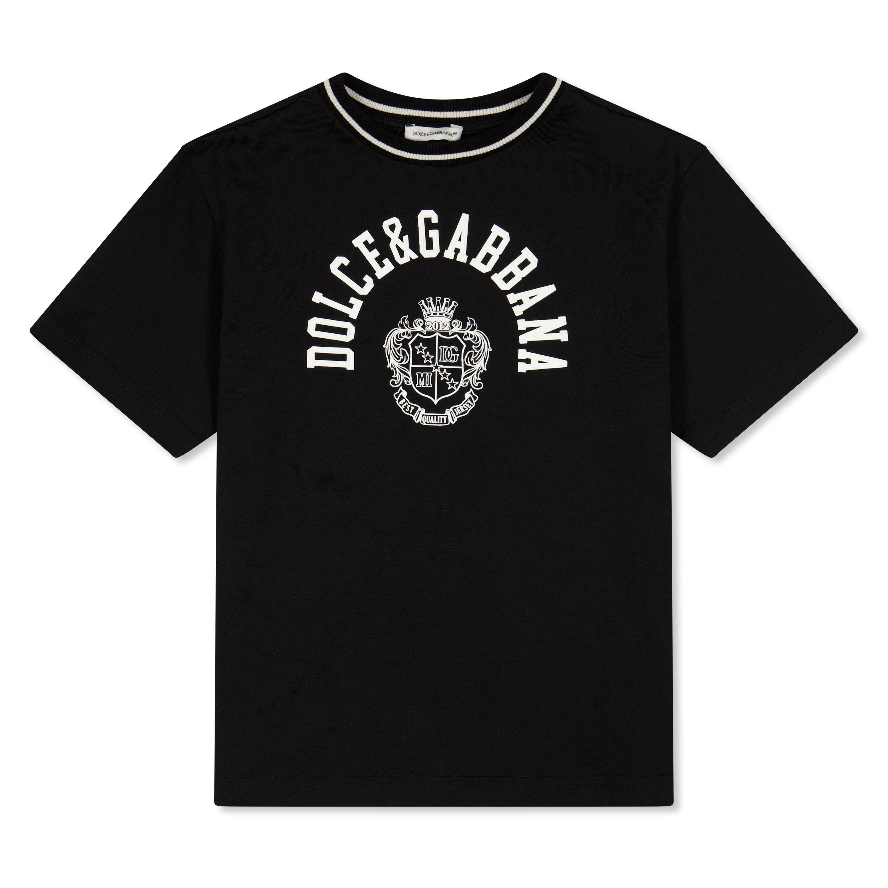 Dolce and Gabbana Kids' Logo T-Shirt - Black N0000 - Size 12Y