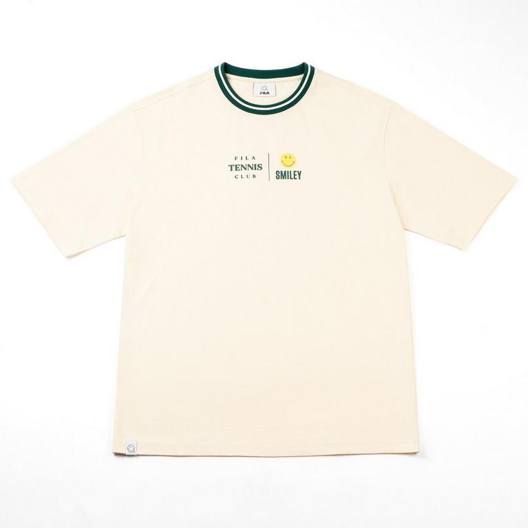 Beige - Fila - Tennis Club x Smiley Graphic Adults T Shirts - 1